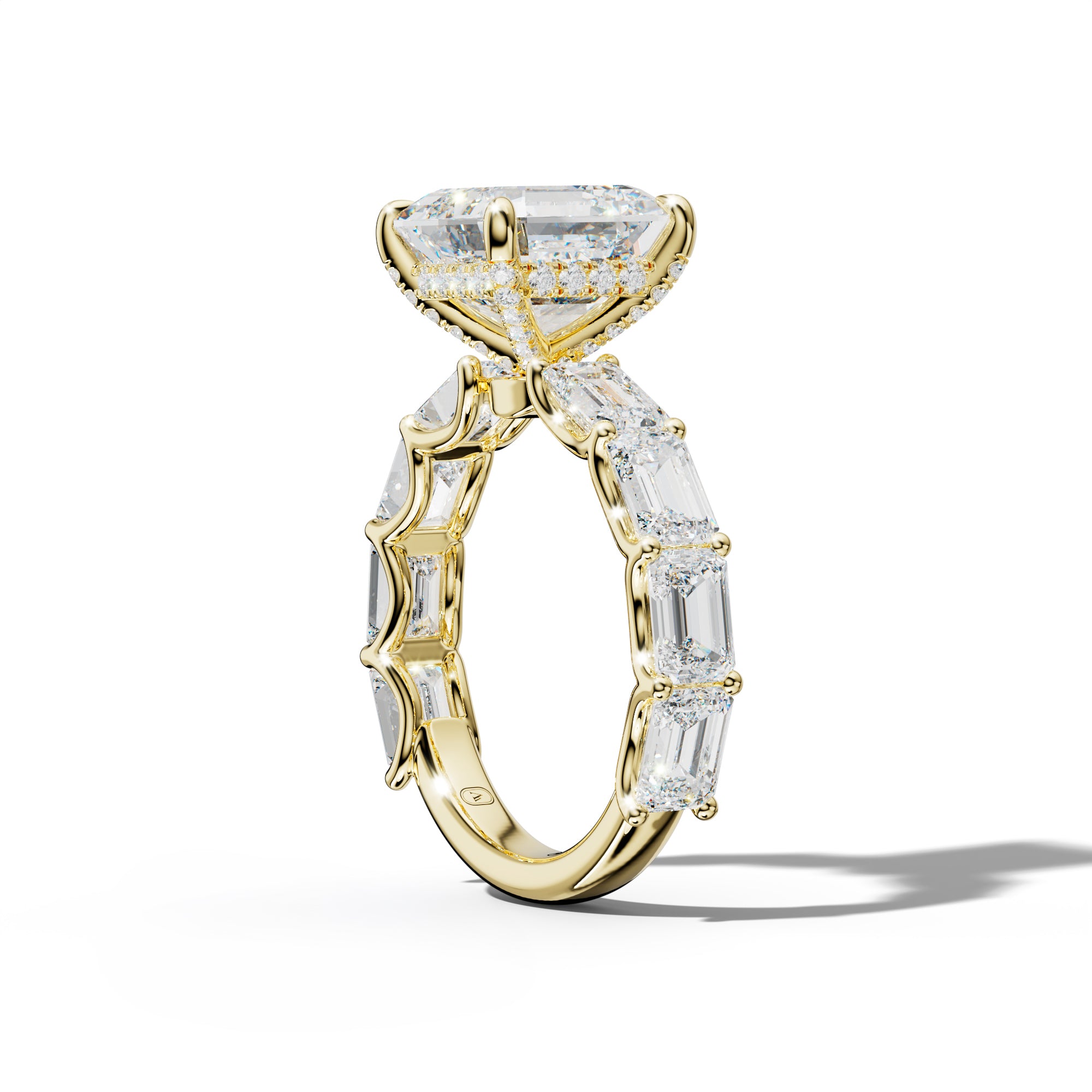 Oaklynn Asscher Diamond Engagement Ring With East West Emerald Side Stones