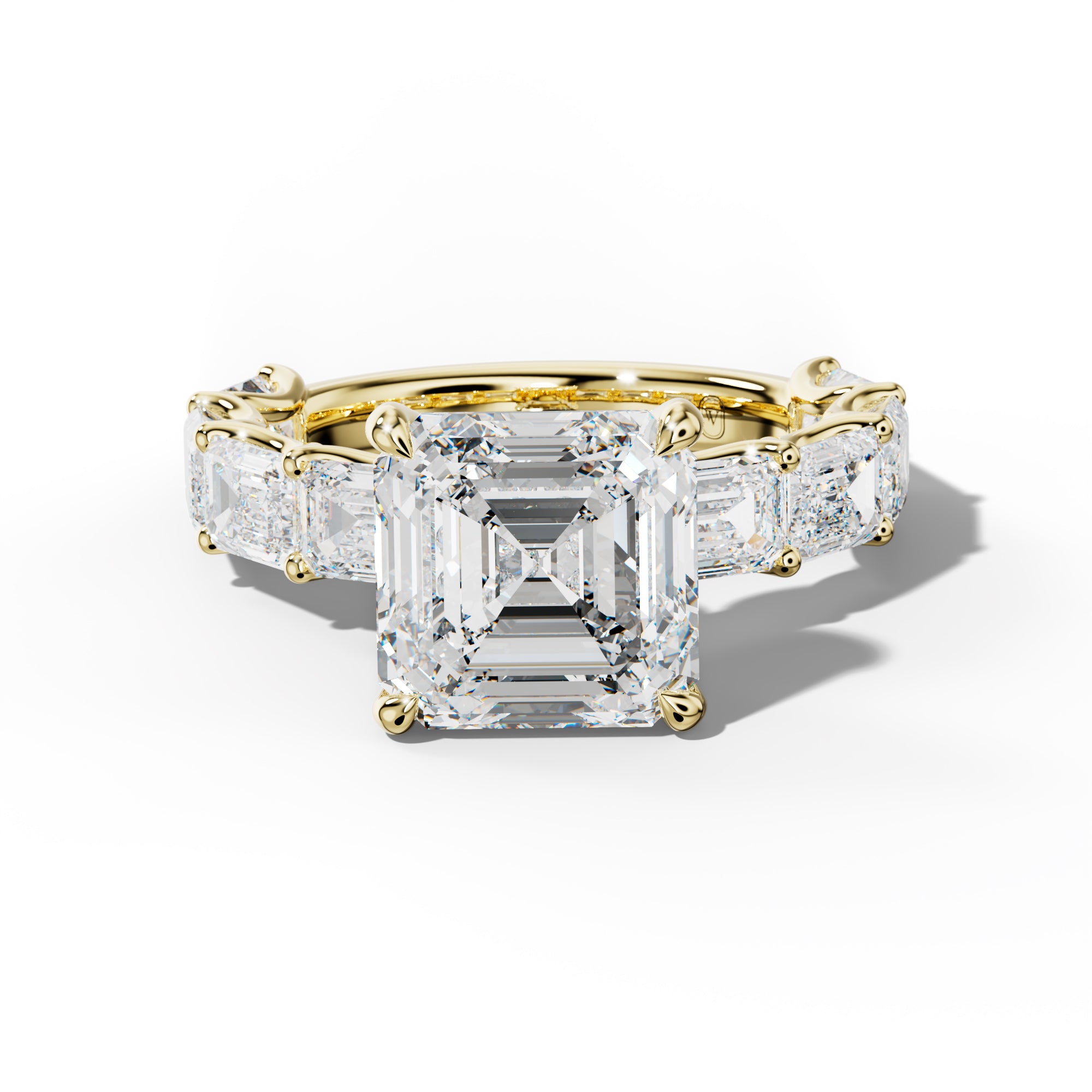 Oaklynn Asscher Diamond Engagement Ring With East West Emerald Side Stones