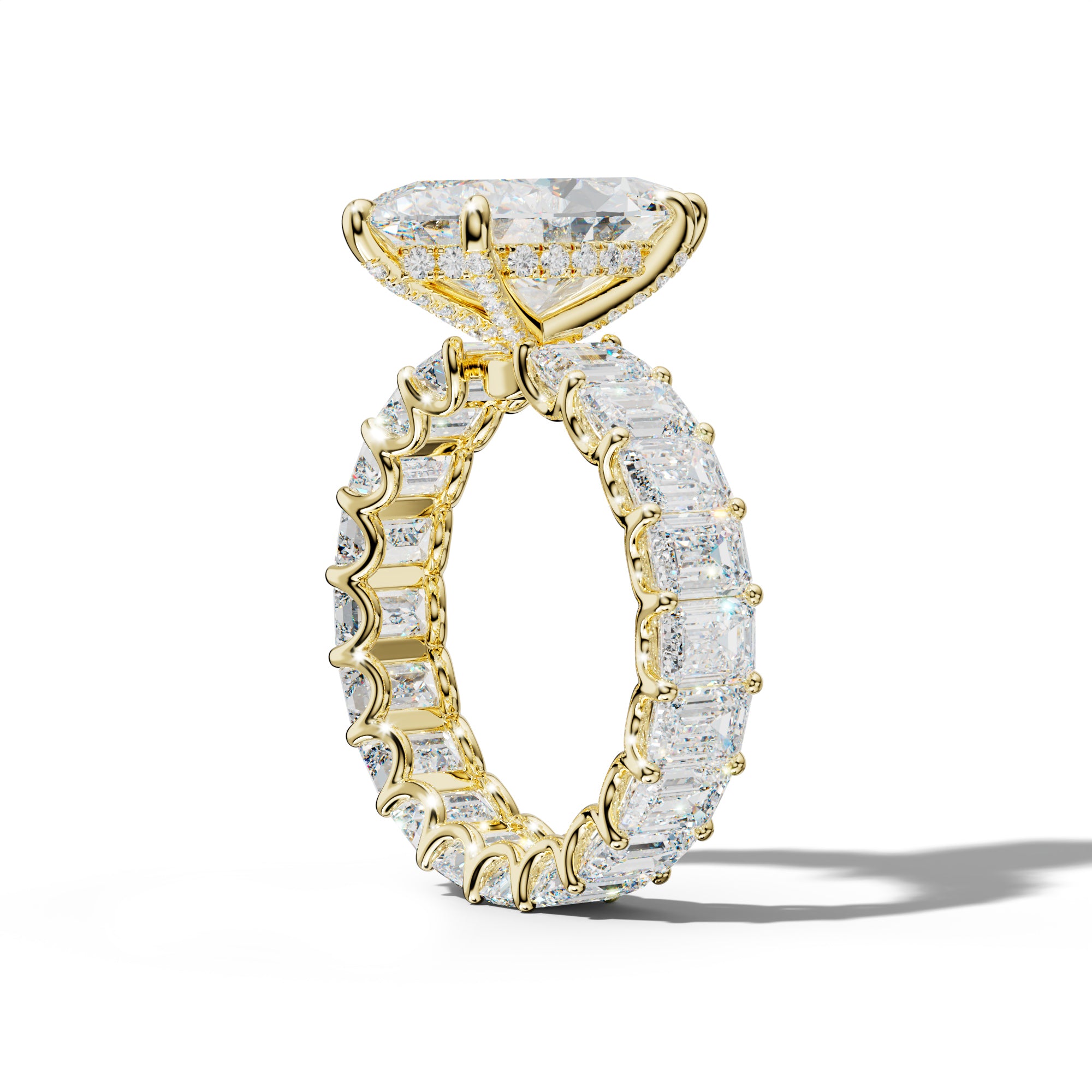 Seraphina Marquise Diamond Engagement Ring With Emerald Side Stones