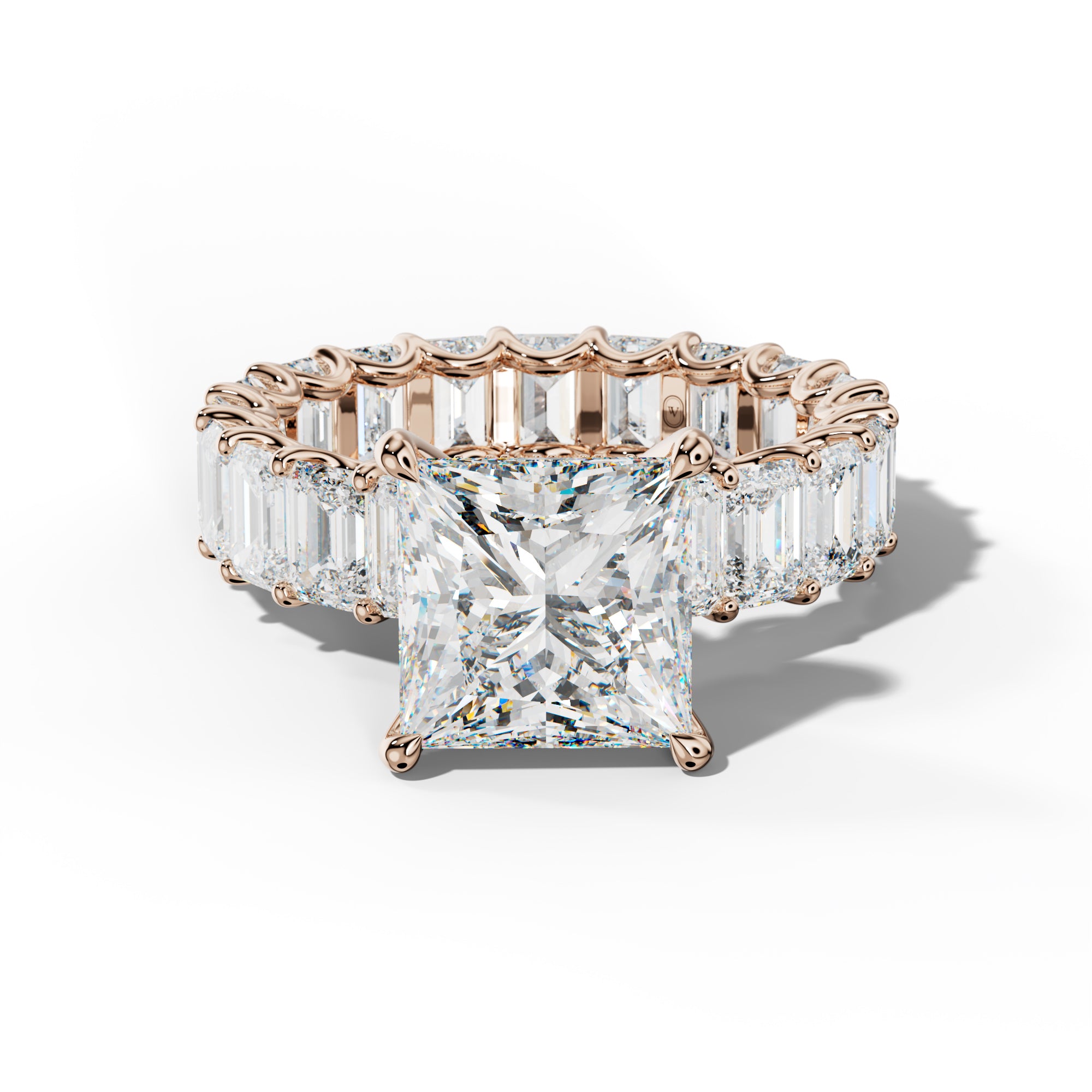 Seraphina Princess Cut Engagement Ring With Emerald Side Stones
