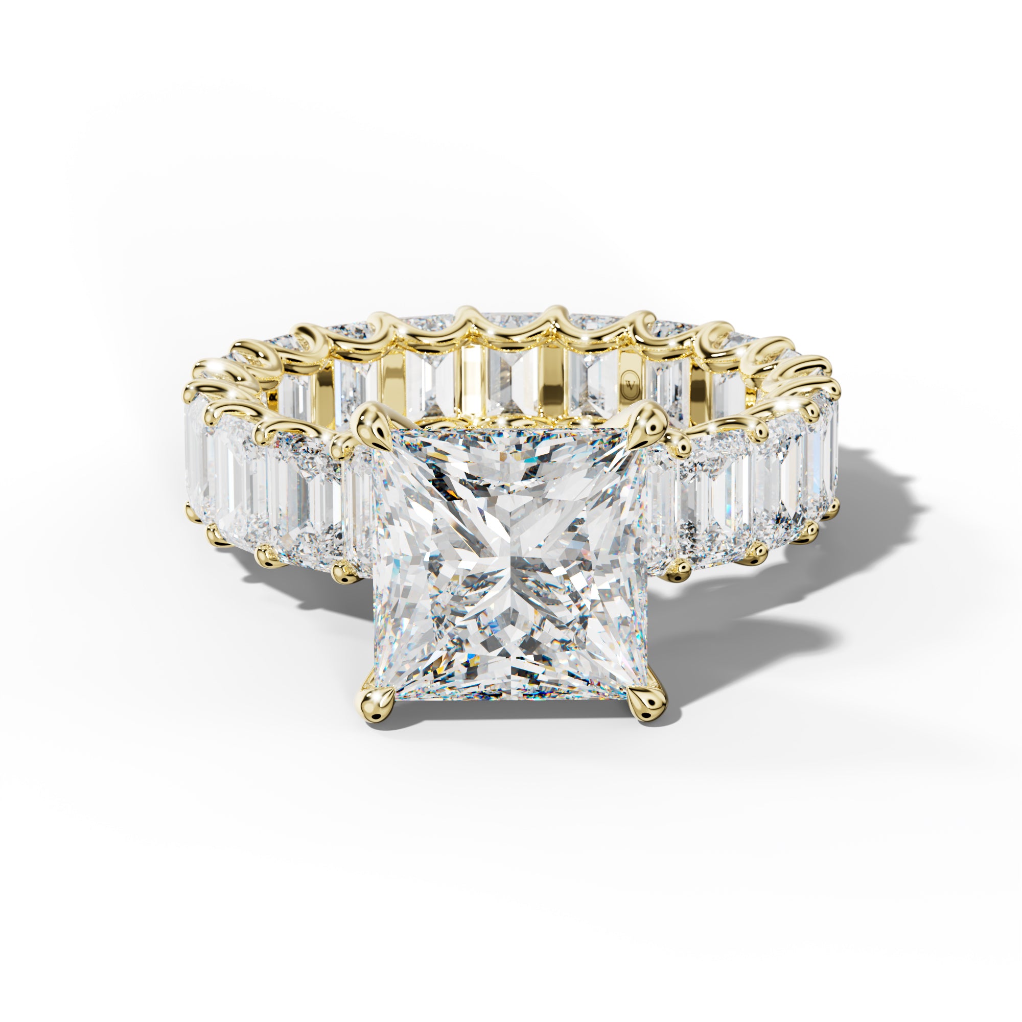 Seraphina Princess Cut Engagement Ring With Emerald Side Stones