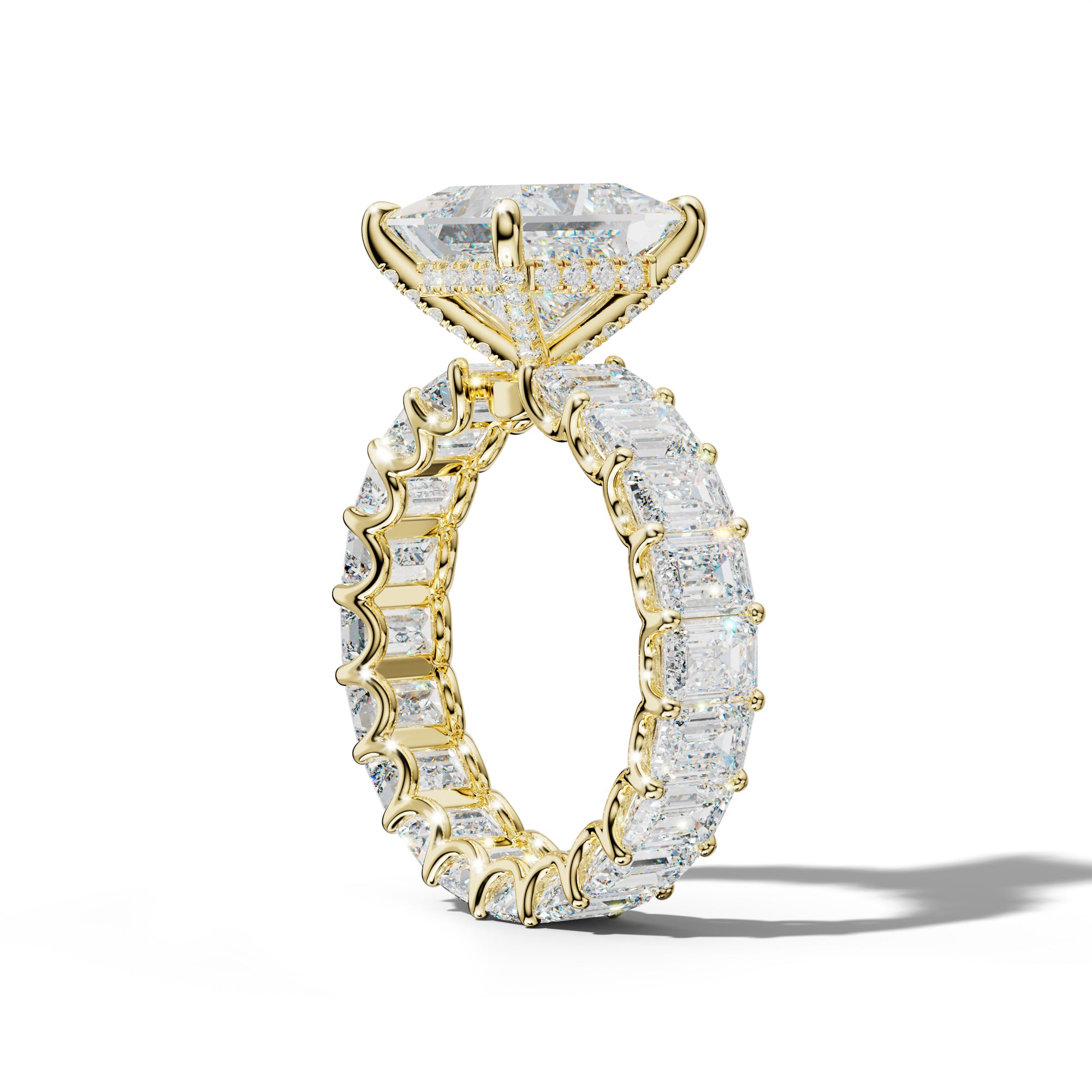 Seraphina Princess Cut Engagement Ring With Emerald Side Stones