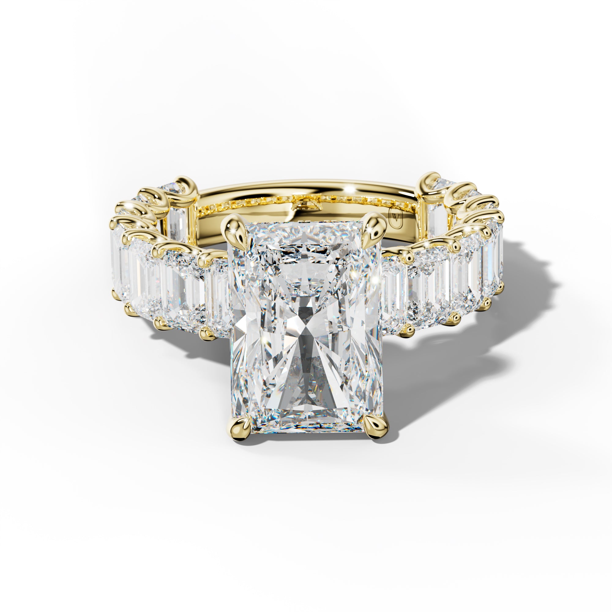 Vivienne Radiant Diamond Engagement Ring With Emerald Side Stones