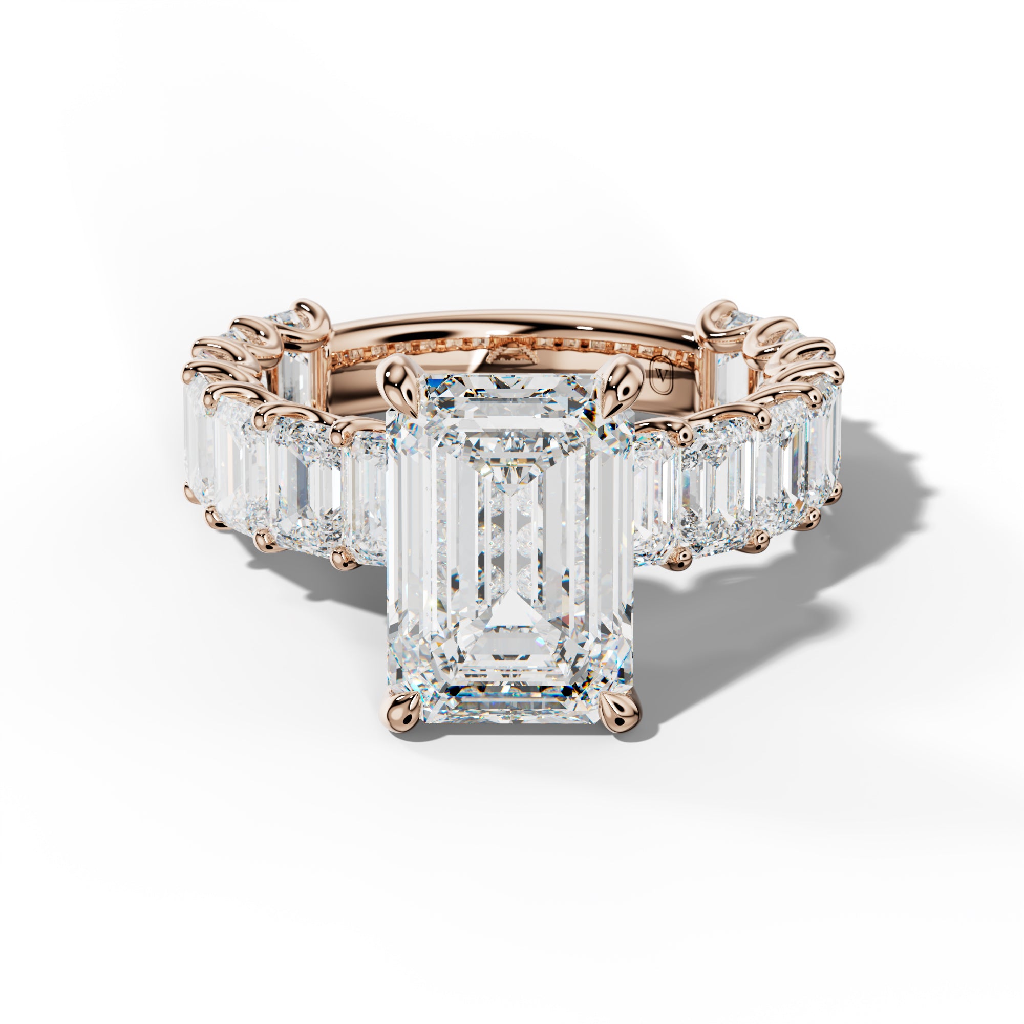 Vivienne Emerald Cut Engagement Ring With Emerald Side Stones