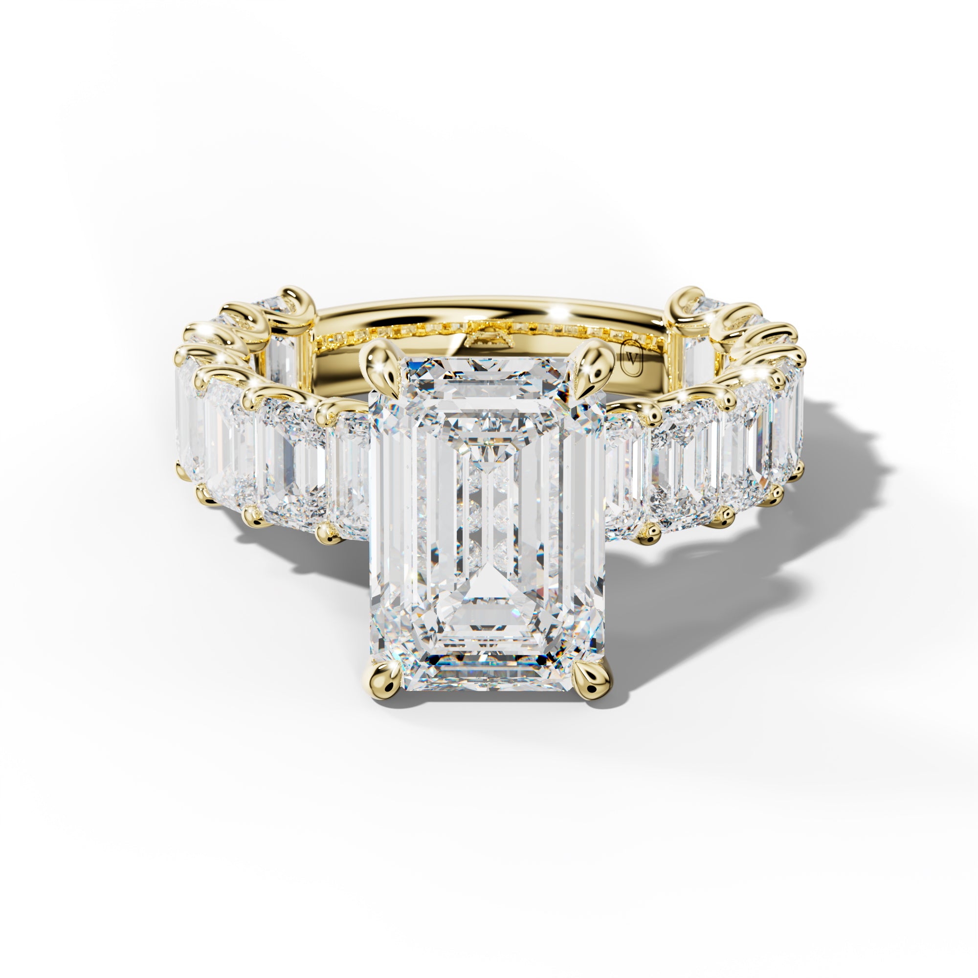 Vivienne Emerald Cut Engagement Ring With Emerald Side Stones