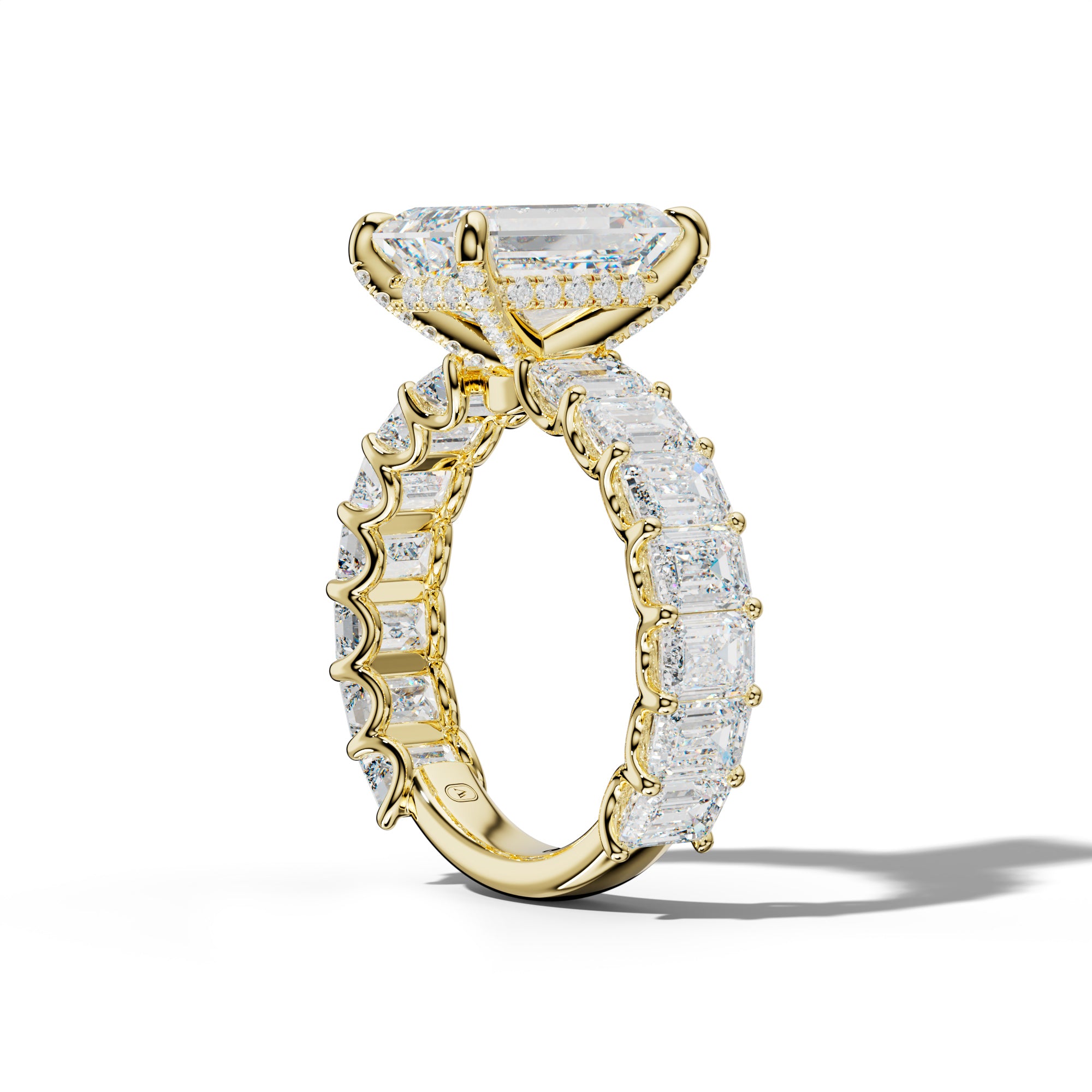 Vivienne Emerald Cut Engagement Ring With Emerald Side Stones