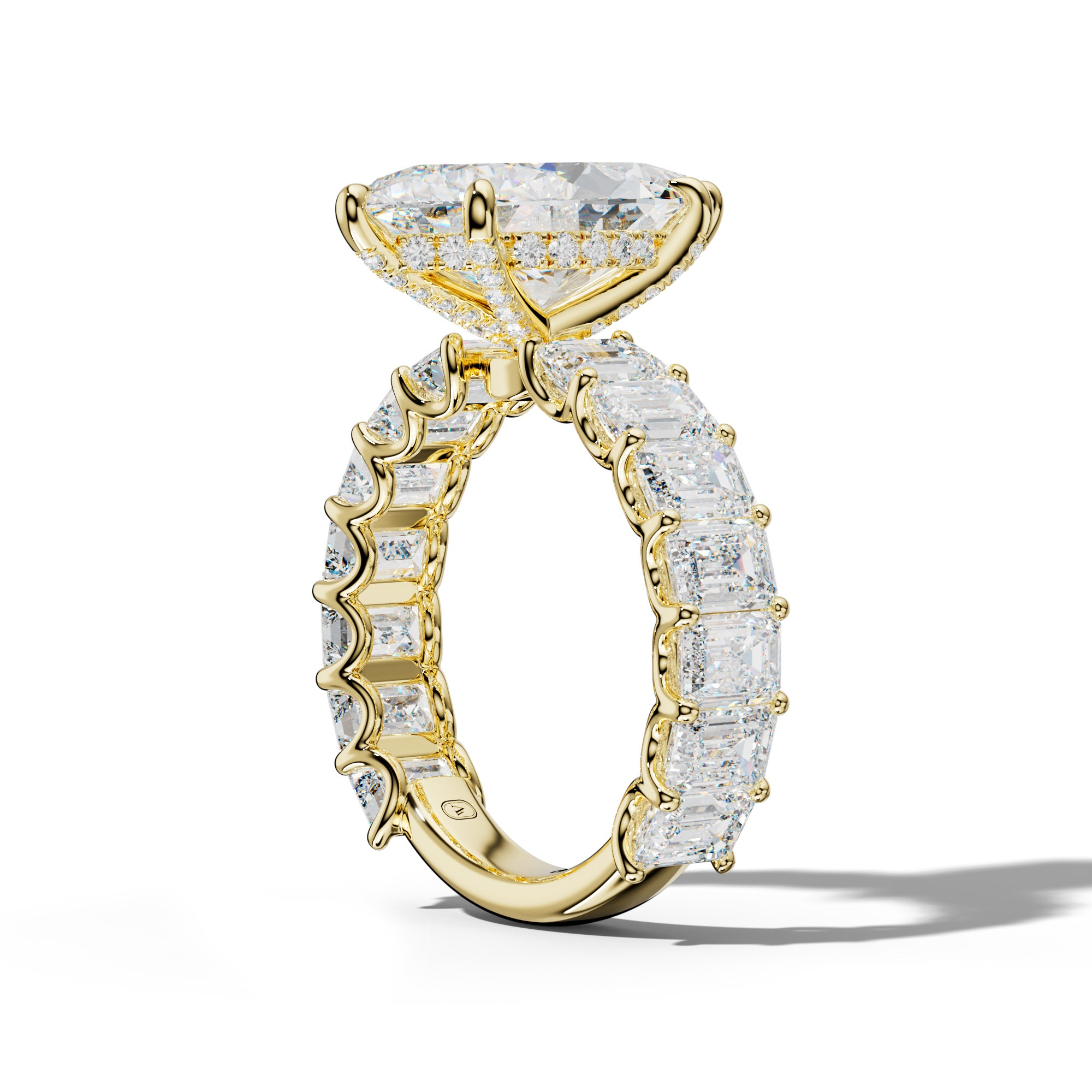Vivienne Marquise Diamond Engagement Ring With Emerald Side Stones