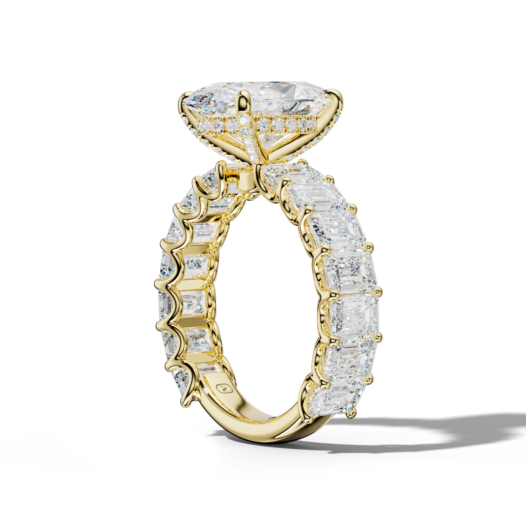 Vivienne Oval Diamond Engagement Ring With Emerald Side Stones