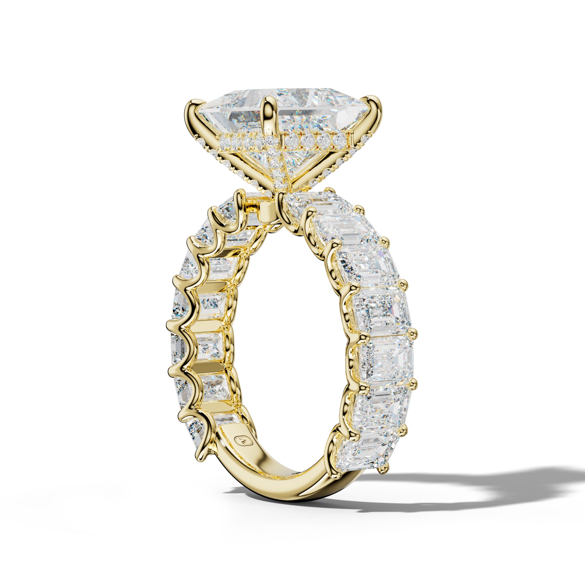 Vivienne Princess Cut Engagement Ring With Emerald Side Stones