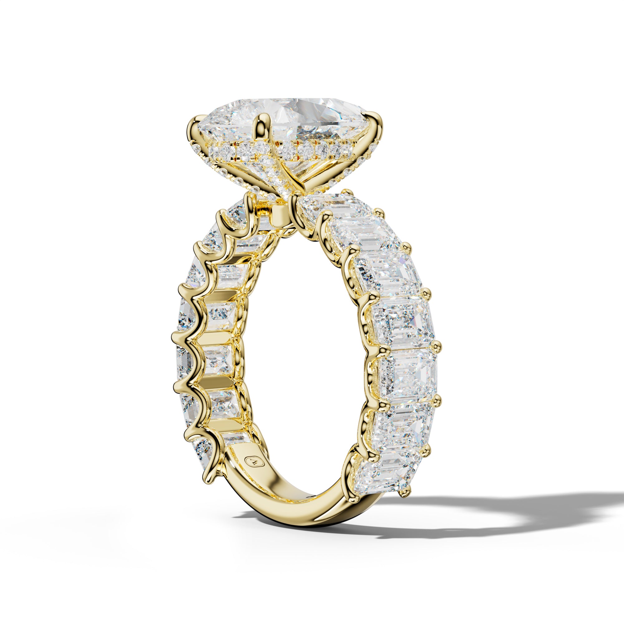Vivienne Pear Shape Engagement Ring With Emerald Side Stones