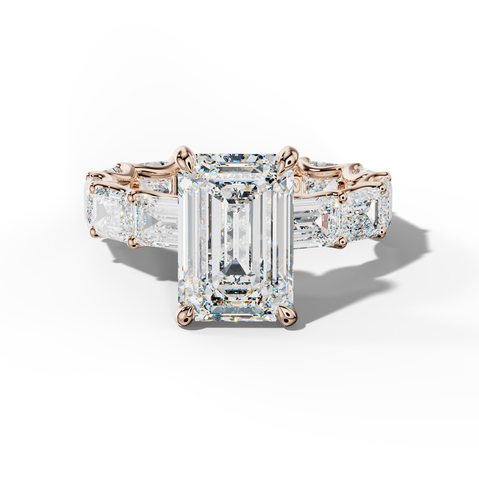 Tiffany Emerald Cut Engagement Ring With East West Emerald Side Stones