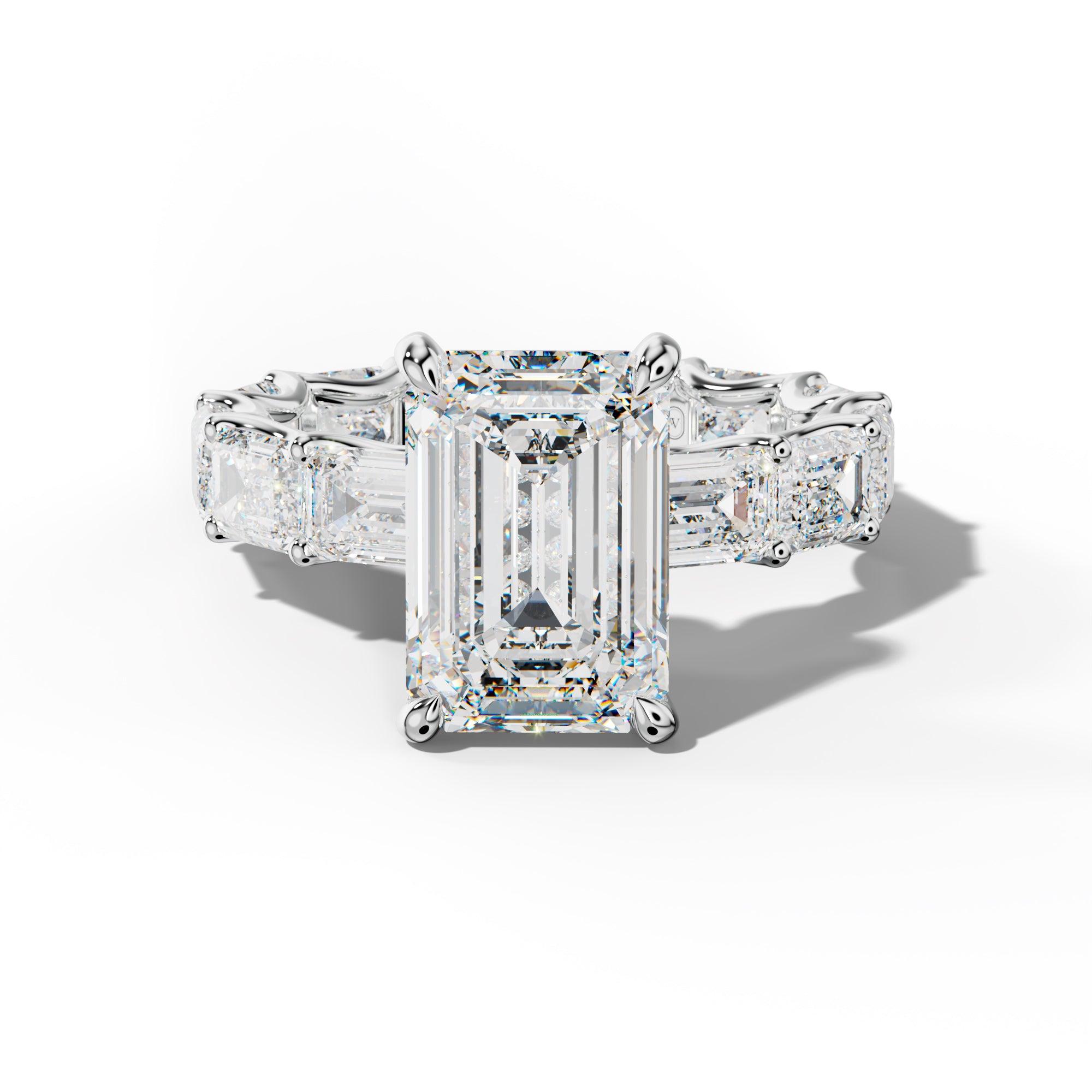 Tiffany Emerald Cut Engagement Ring With East West Emerald Side Stones