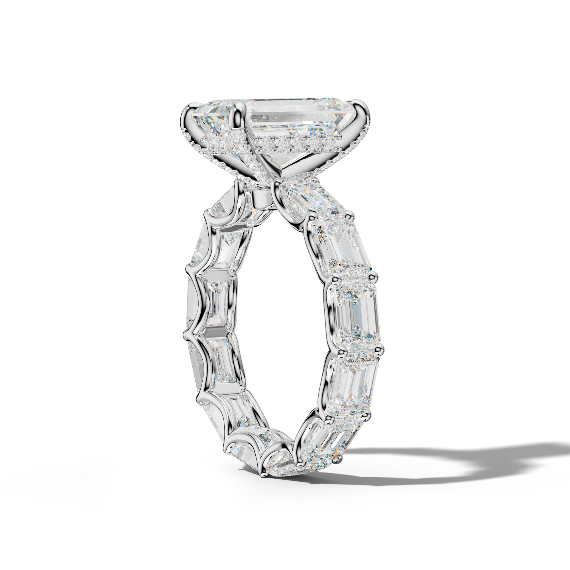 Tiffany Emerald Cut Engagement Ring With East West Emerald Side Stones