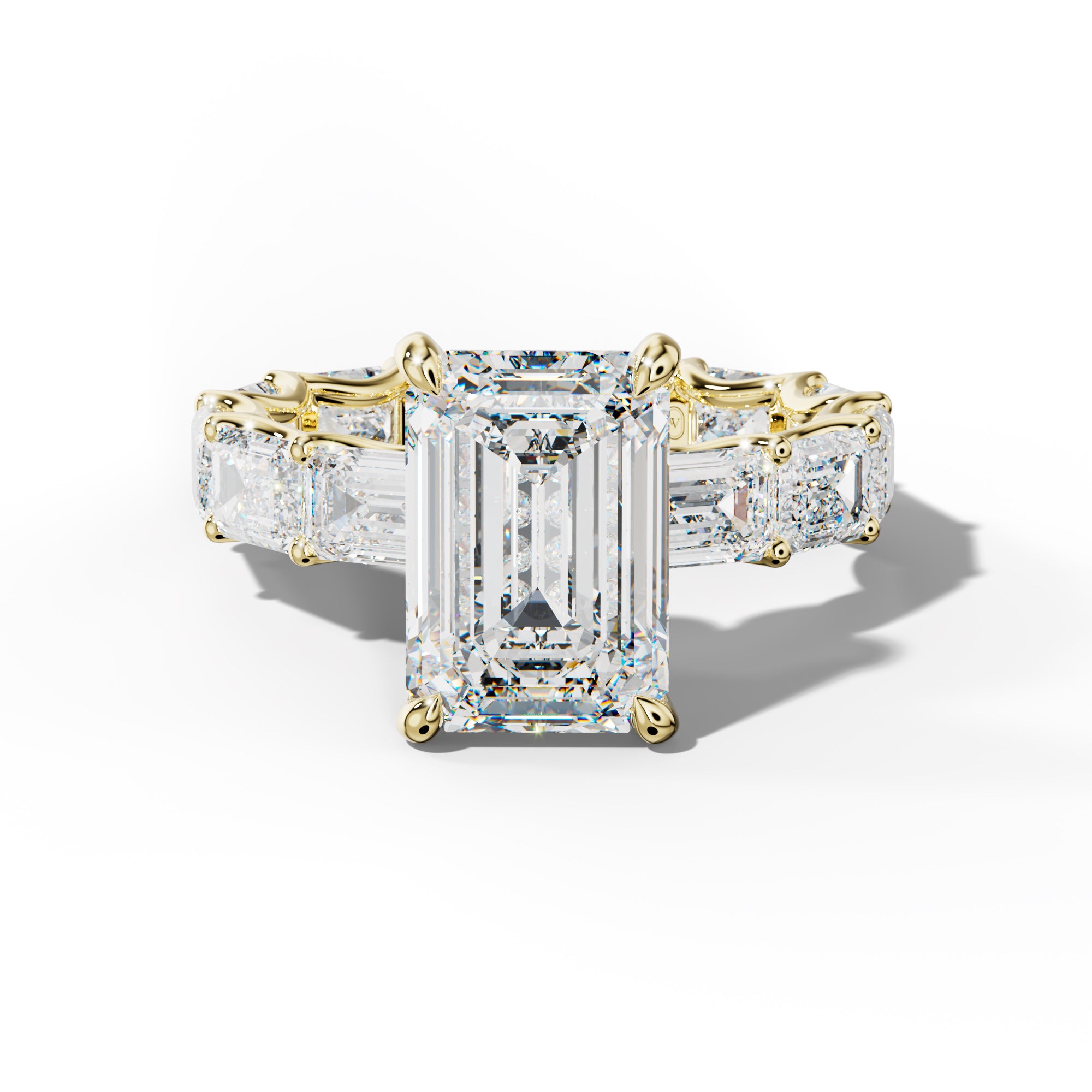Tiffany Emerald Cut Engagement Ring With East West Emerald Side Stones