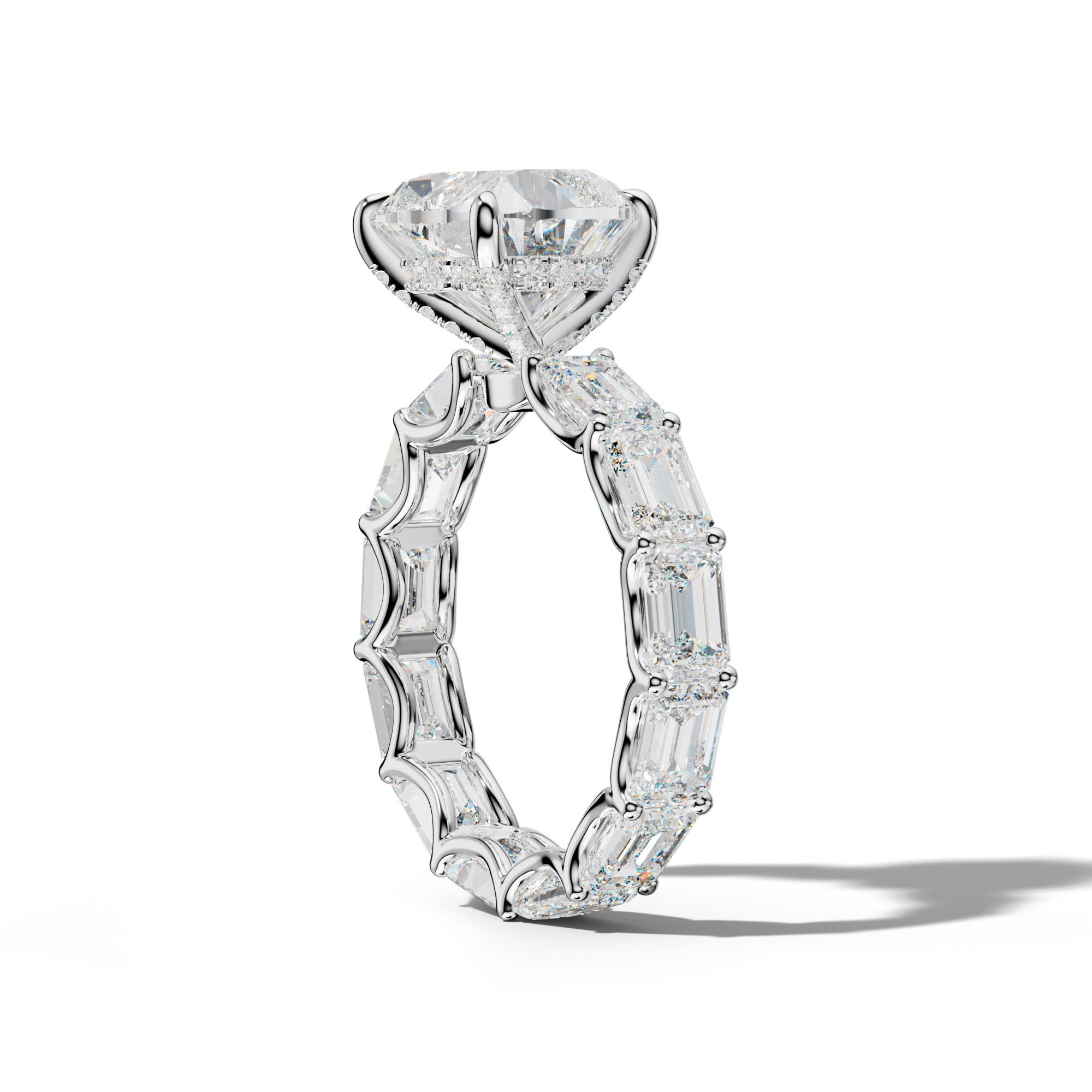 Tiffany Heart Diamond Engagement Ring With East West Emerald Side Stones