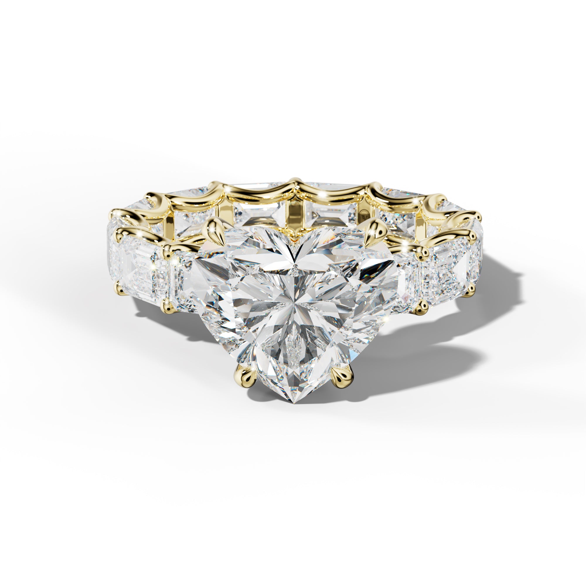 Tiffany Heart Diamond Engagement Ring With East West Emerald Side Stones