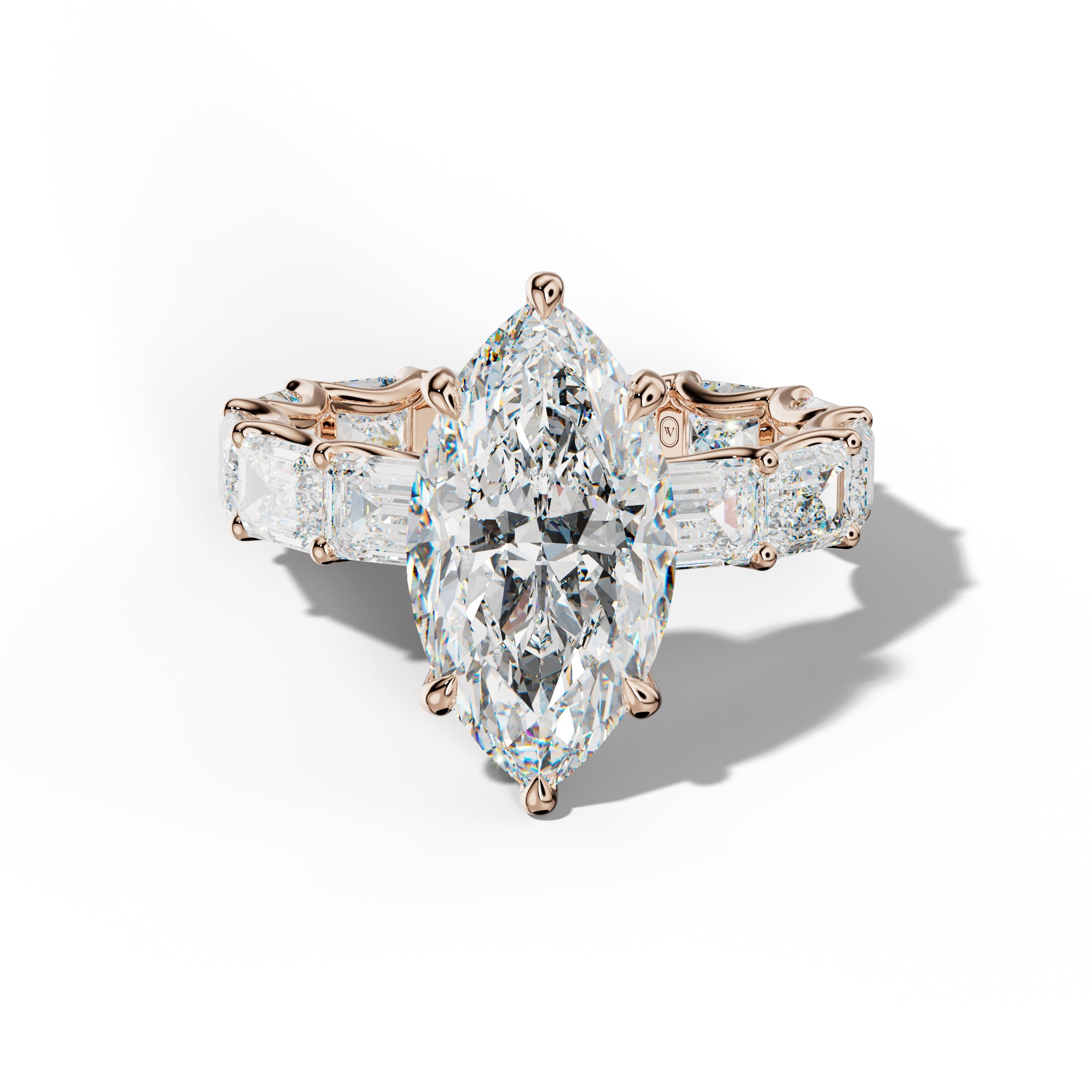 Tiffany Marquise Diamond Engagement Ring With East West Emerald Side Stones
