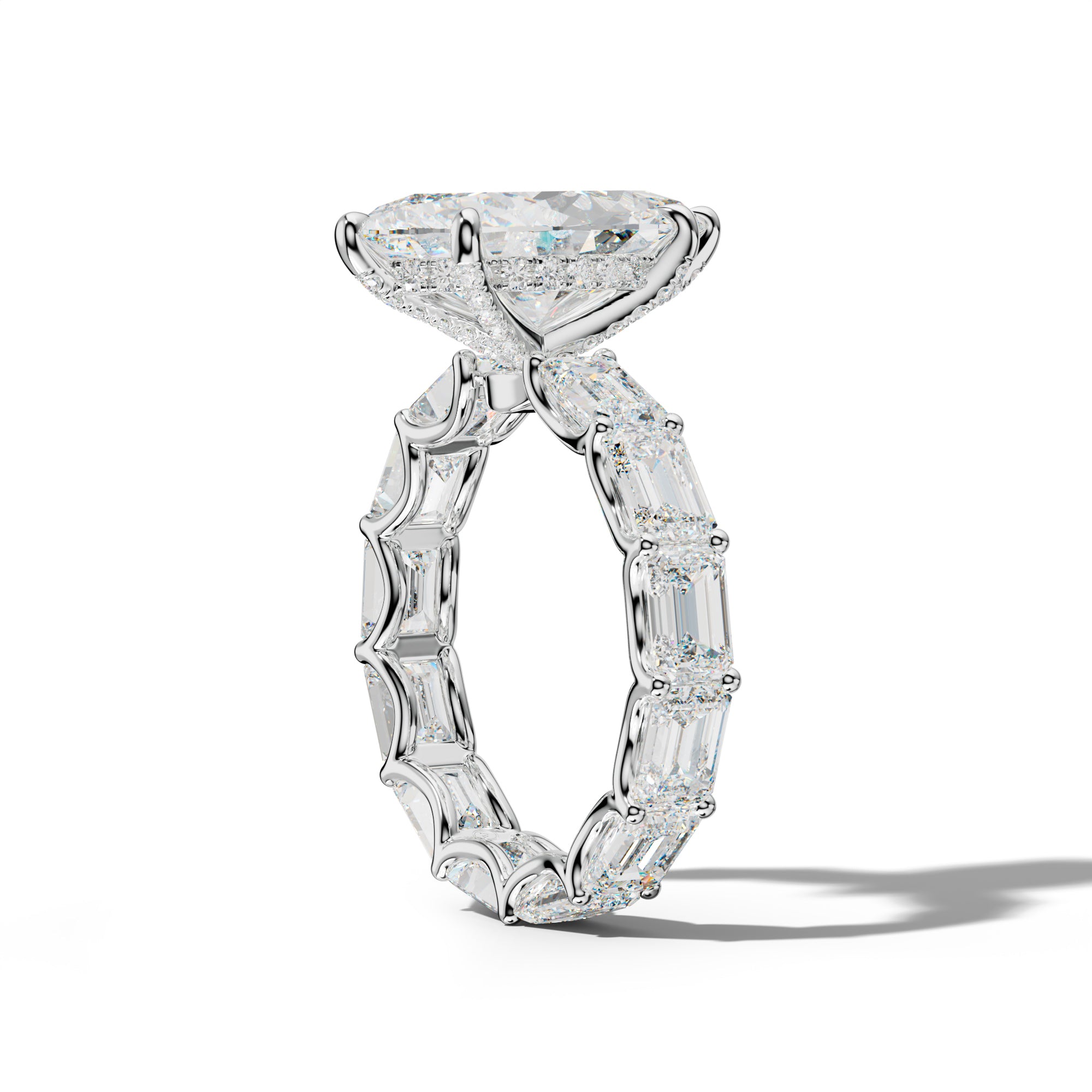 Tiffany Marquise Diamond Engagement Ring With East West Emerald Side Stones