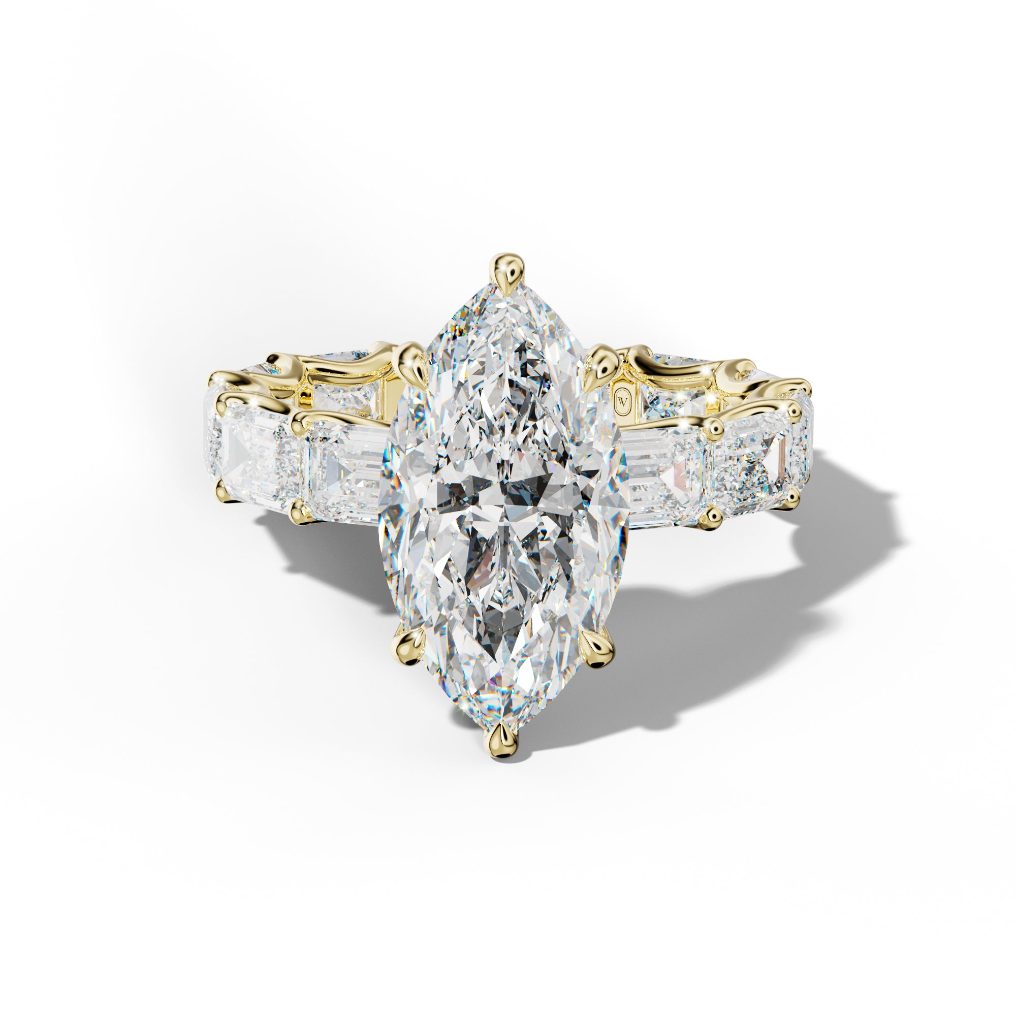 Tiffany Marquise Diamond Engagement Ring With East West Emerald Side Stones
