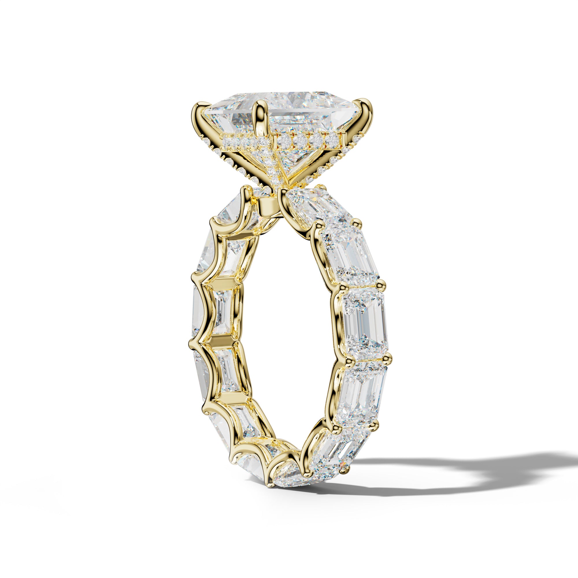 Tiffany Princess Cut Engagement Ring With East West Emerald Side Stones