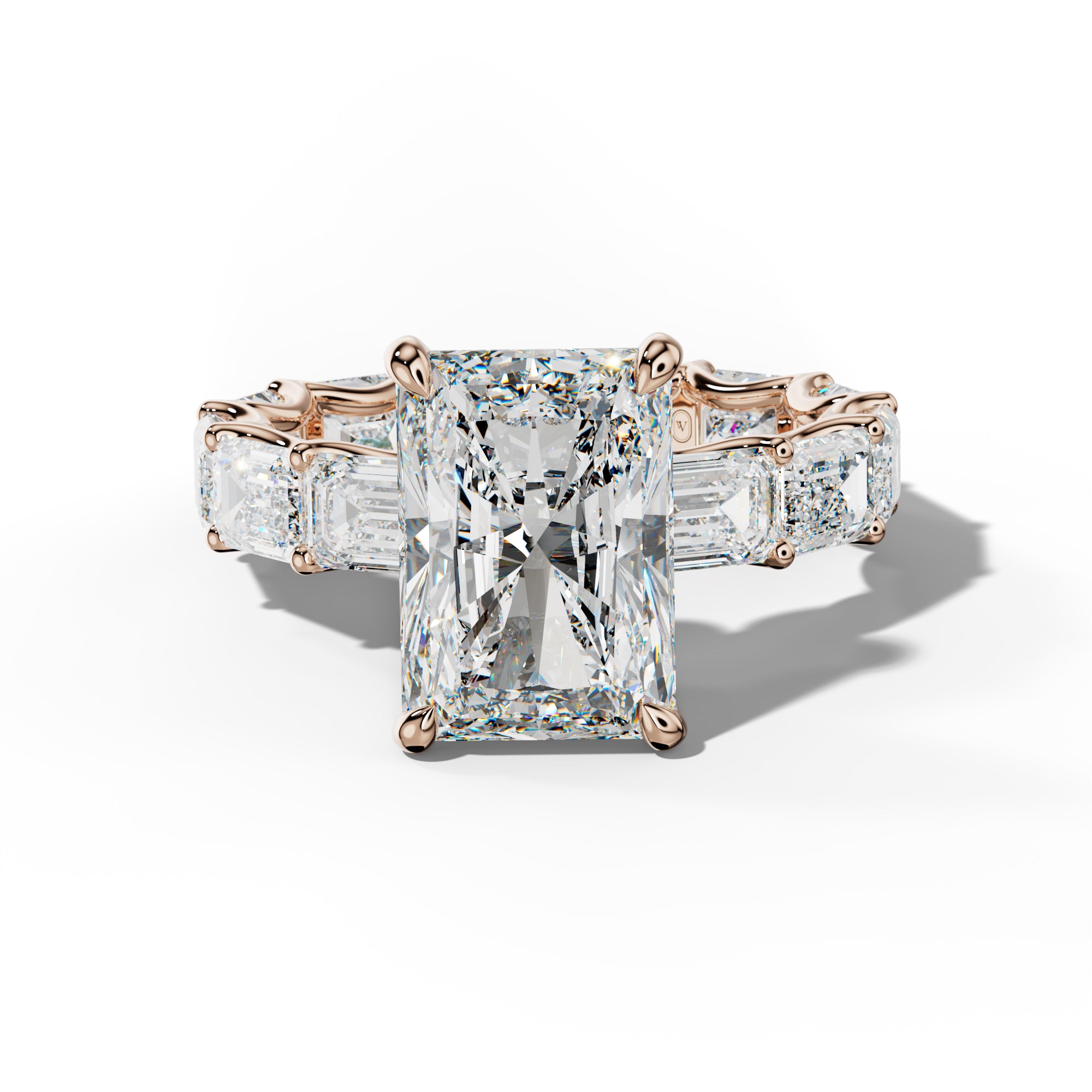 Tiffany Radiant Diamond Engagement Ring With East West Emerald Side Stones