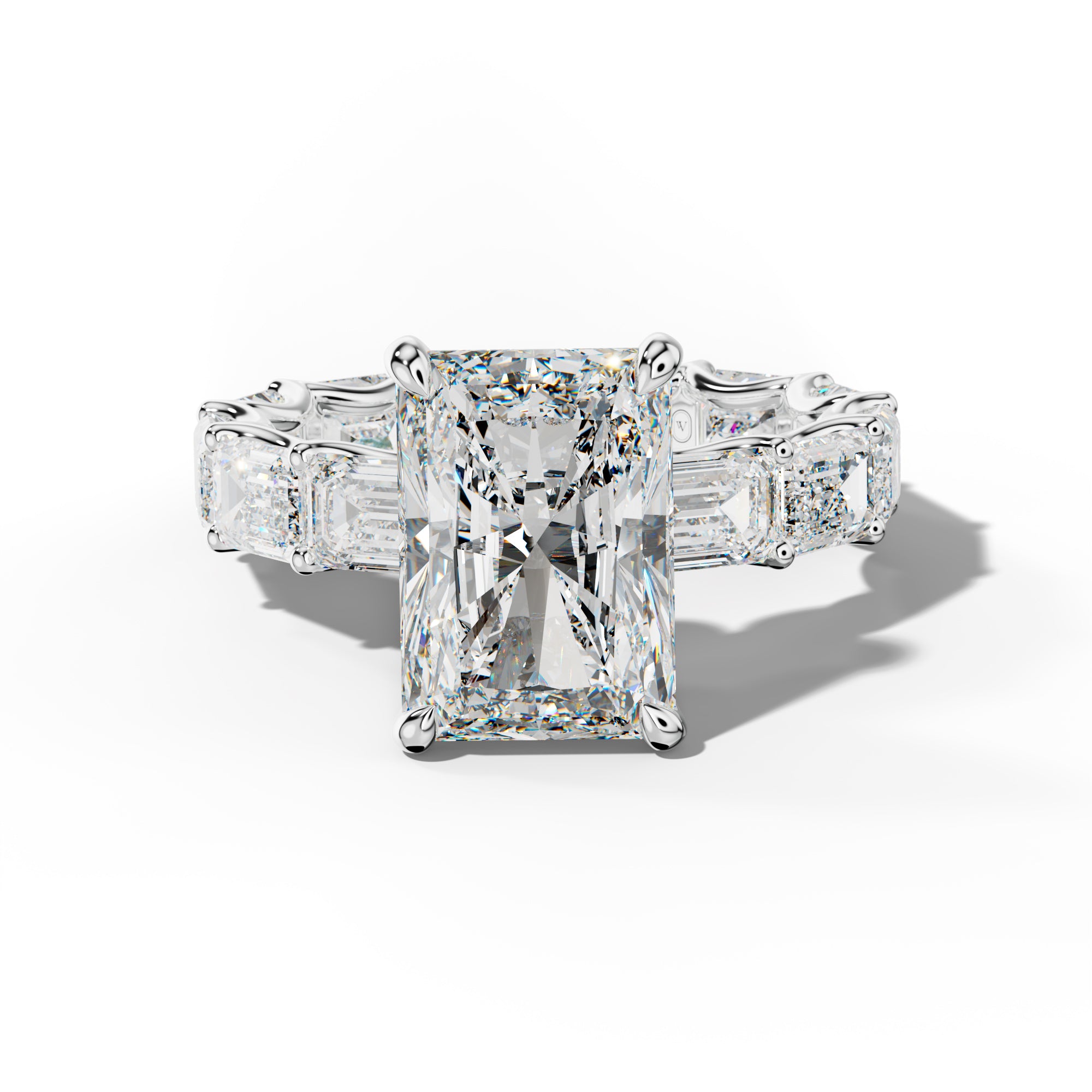 Tiffany Radiant Diamond Engagement Ring With East West Emerald Side Stones