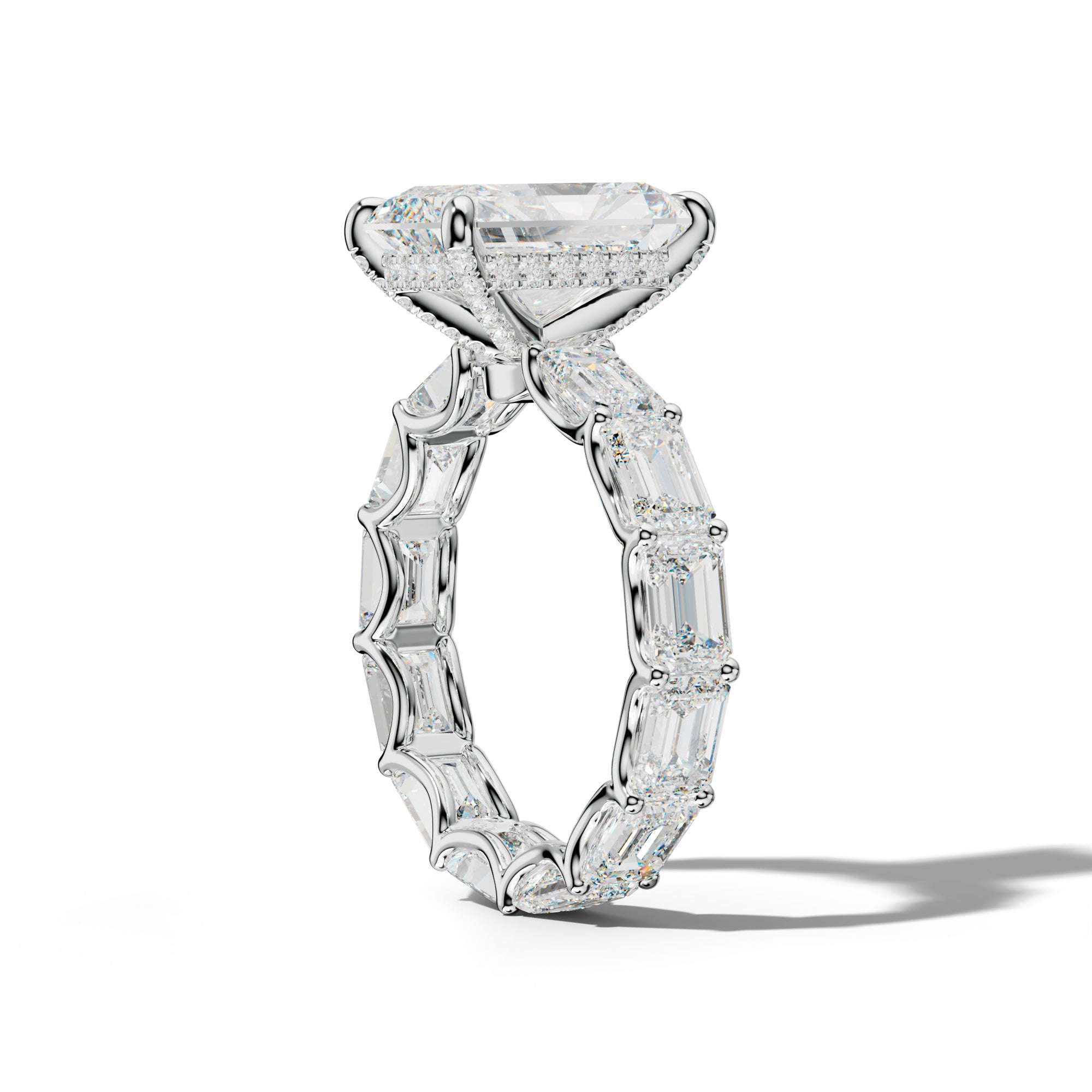 Tiffany Radiant Diamond Engagement Ring With East West Emerald Side Stones