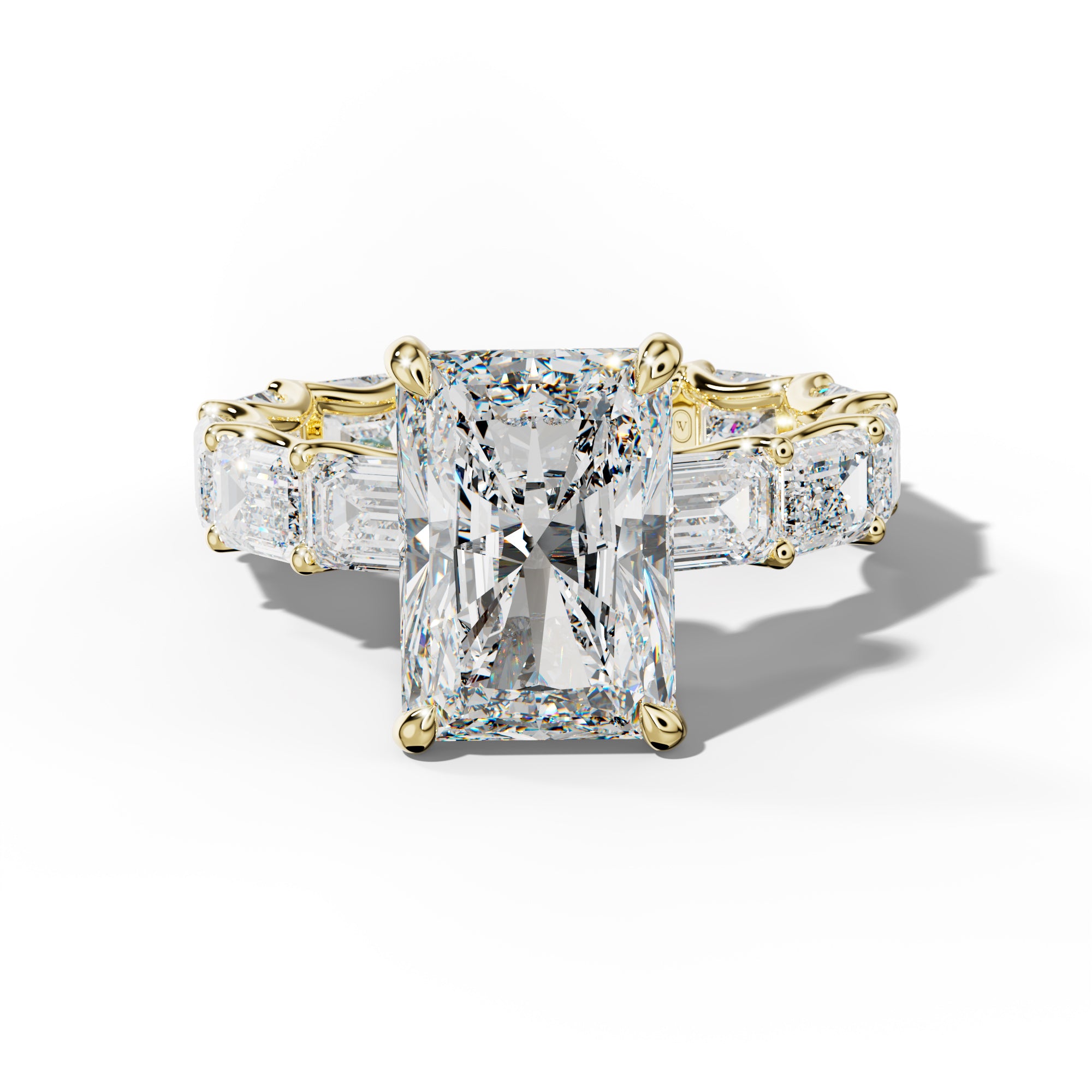 Tiffany Radiant Diamond Engagement Ring With East West Emerald Side Stones
