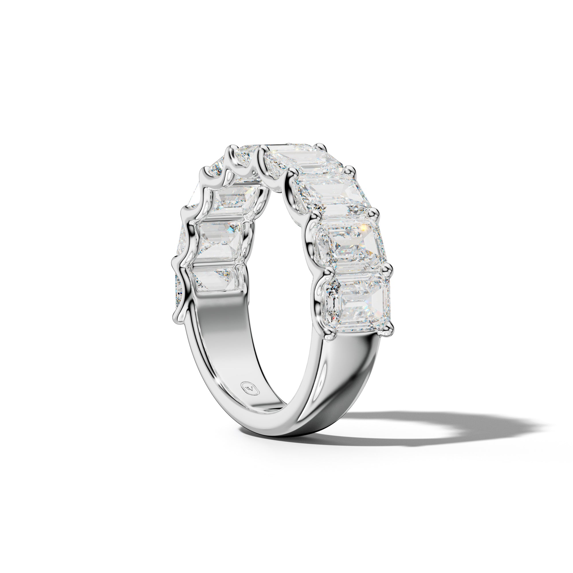 5.0 Carat Emerald Cut Diamond Half Anniversary Band U Prong