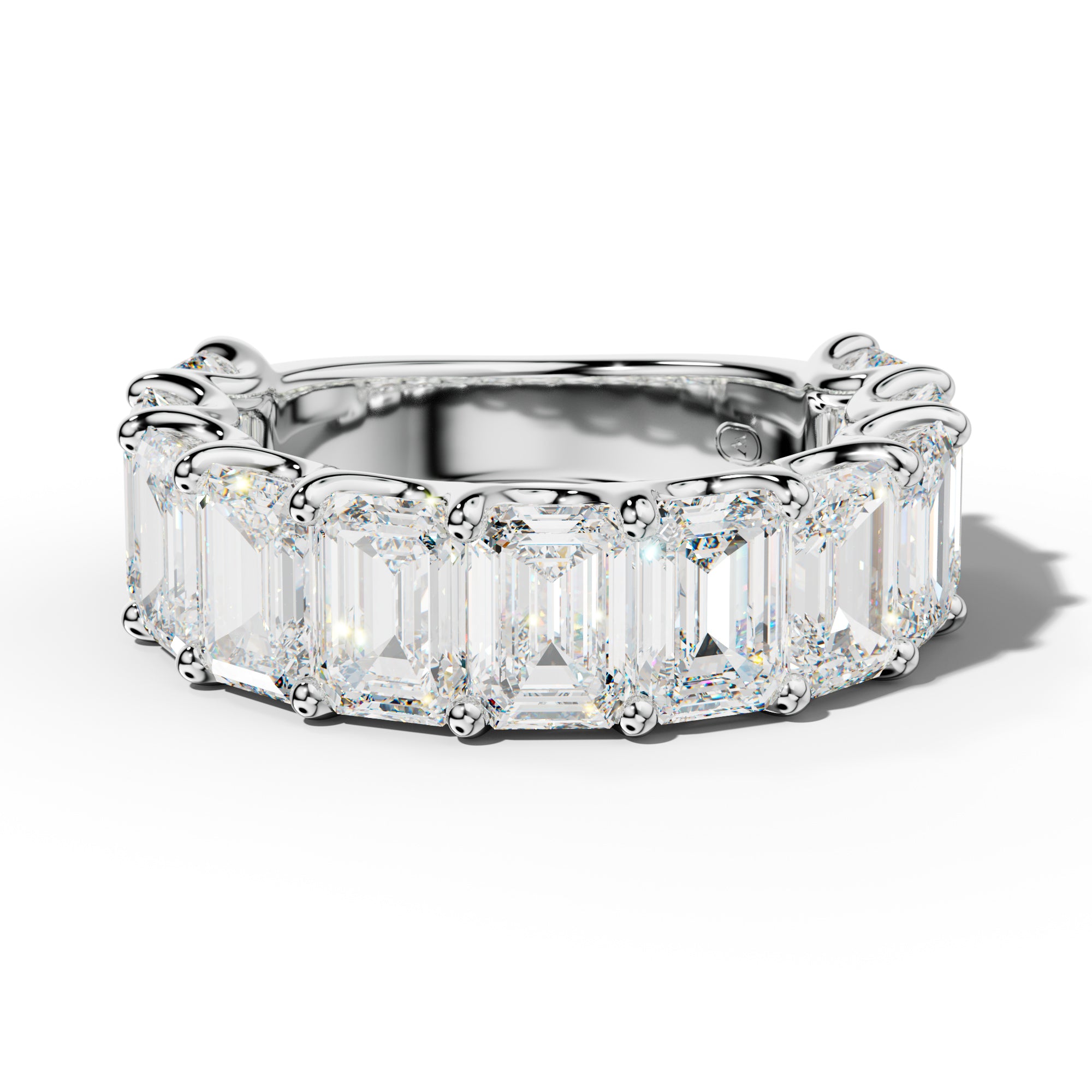 8.0 Carat Emerald Cut Diamond 3/4 Anniversary Band U Prong