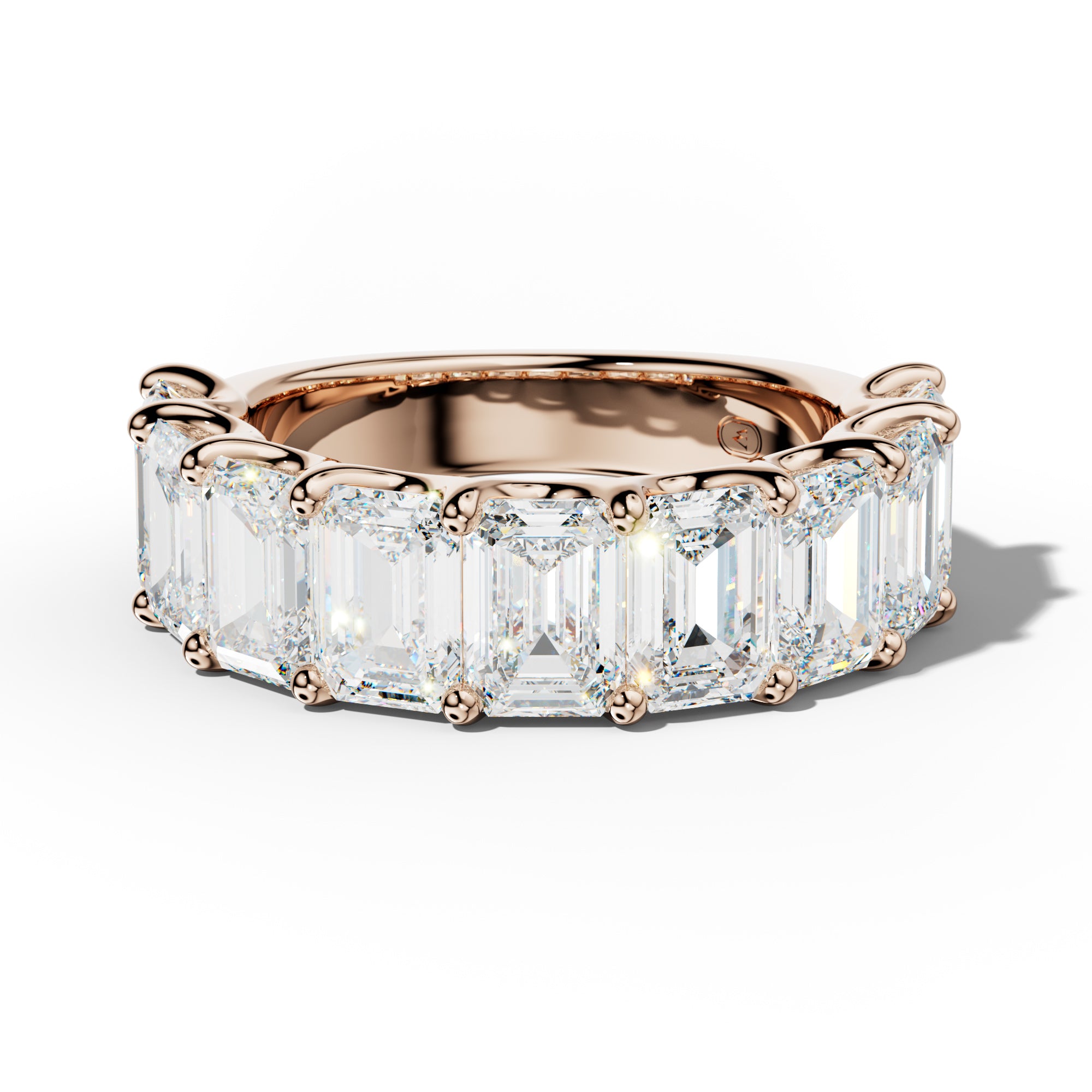 7.0 Carat Emerald Cut Diamond Half Anniversary Band U Prong
