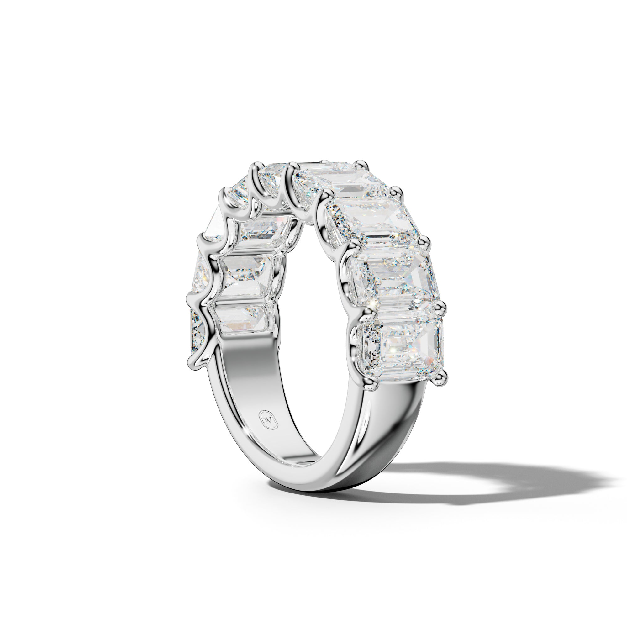 7.0 Carat Emerald Cut Diamond Half Anniversary Band U Prong
