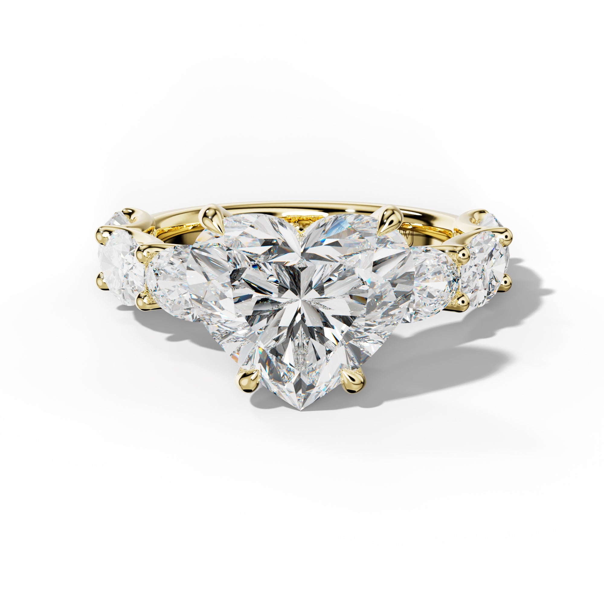 Kinsley Heart Diamond Engagement Ring With East West Oval Side Stones