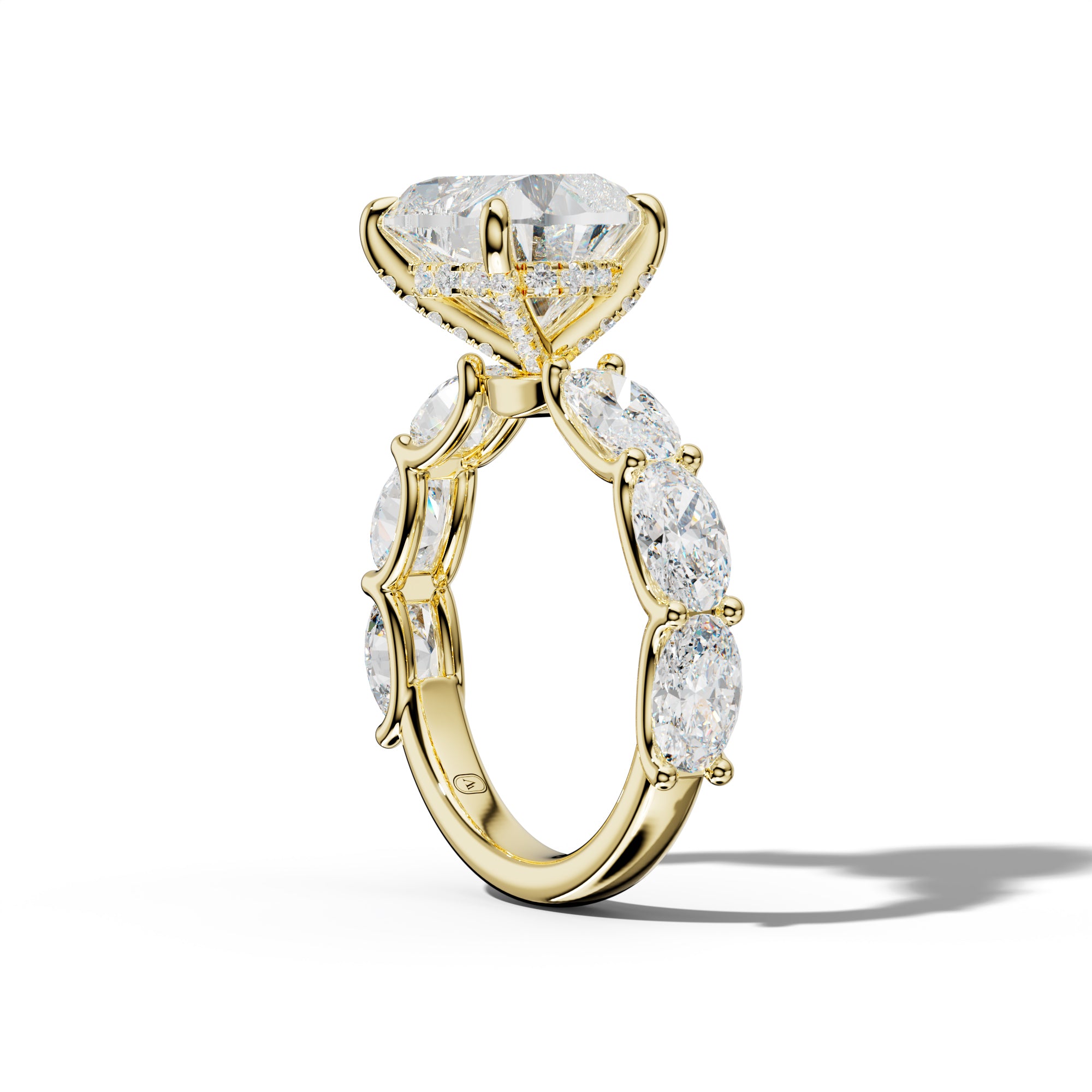 Kinsley Heart Diamond Engagement Ring With East West Oval Side Stones