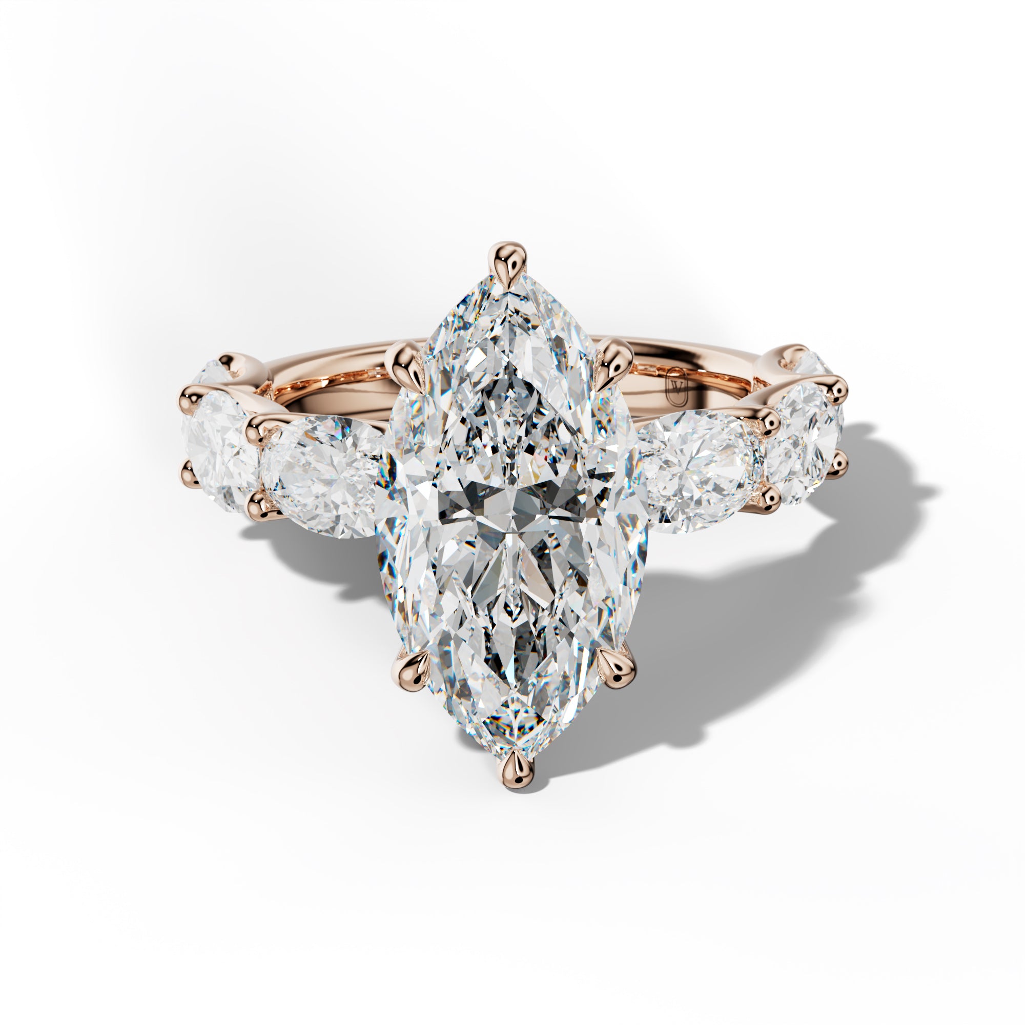 Kinsley Marquise Diamond Engagement Ring With East West Oval Side Stones