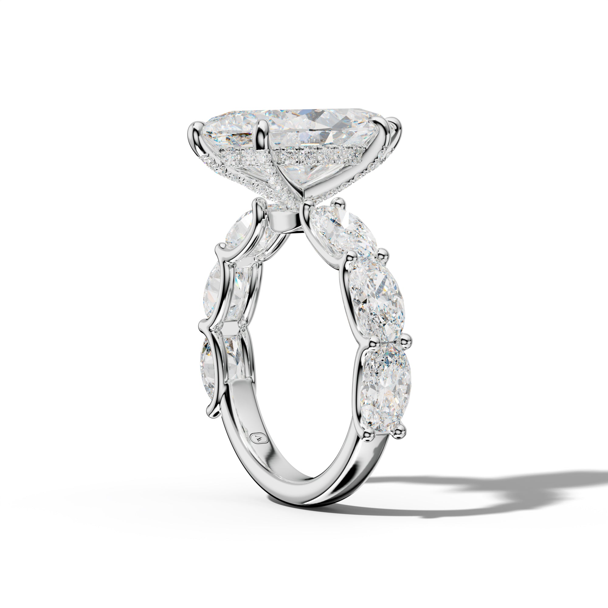 Kinsley Marquise Diamond Engagement Ring With East West Oval Side Stones