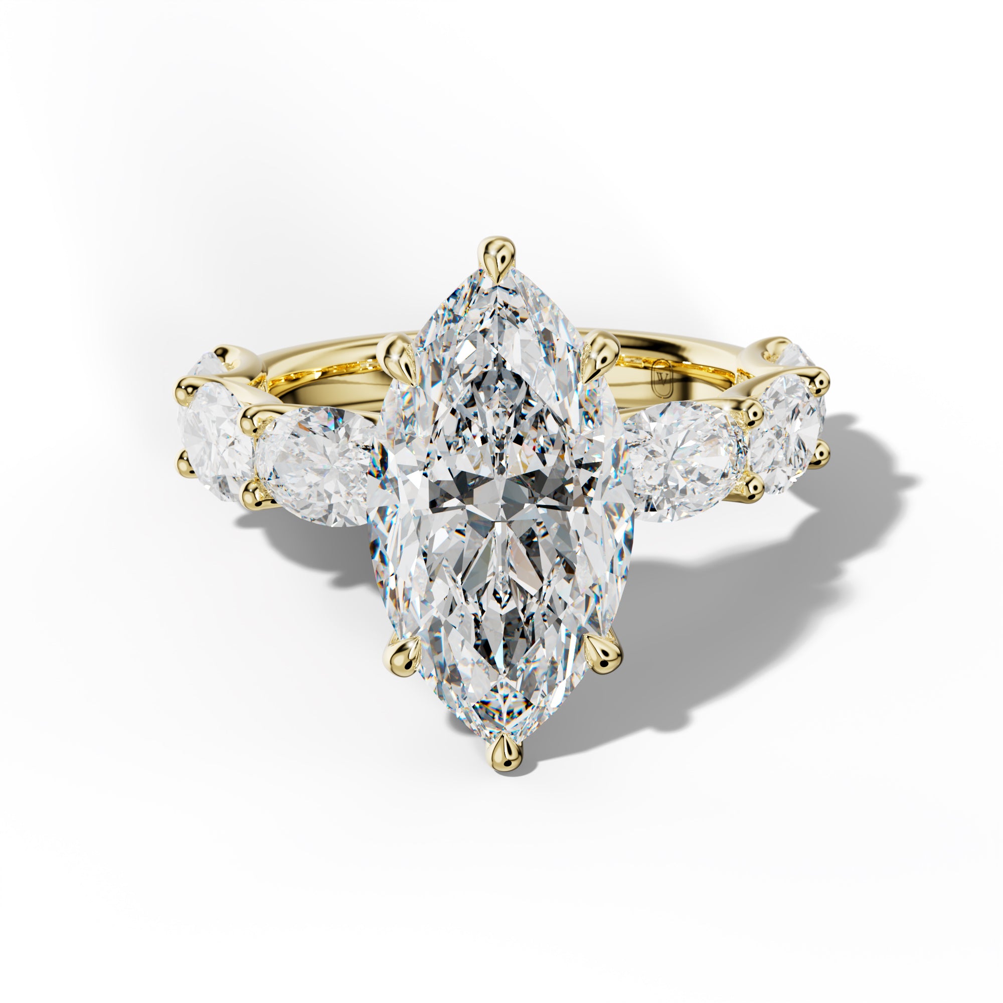 Kinsley Marquise Diamond Engagement Ring With East West Oval Side Stones