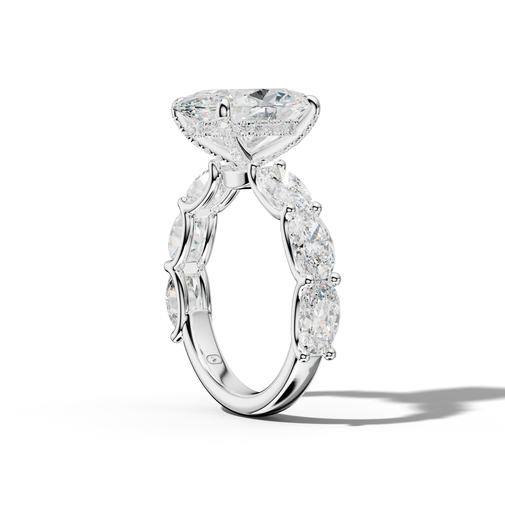Kinsley Oval Diamond Engagement Ring With East West Oval Side Stones