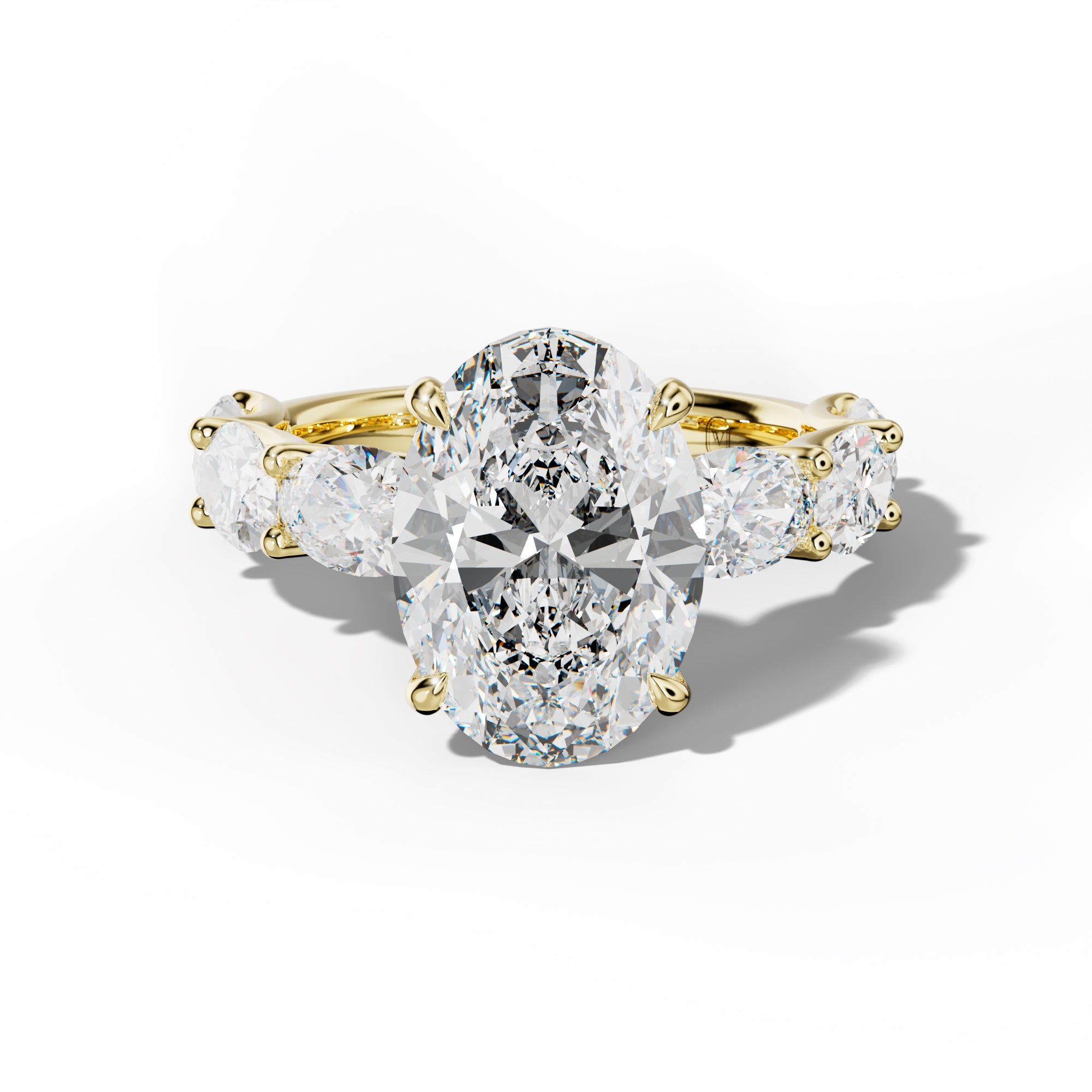 Kinsley Oval Diamond Engagement Ring With East West Oval Side Stones