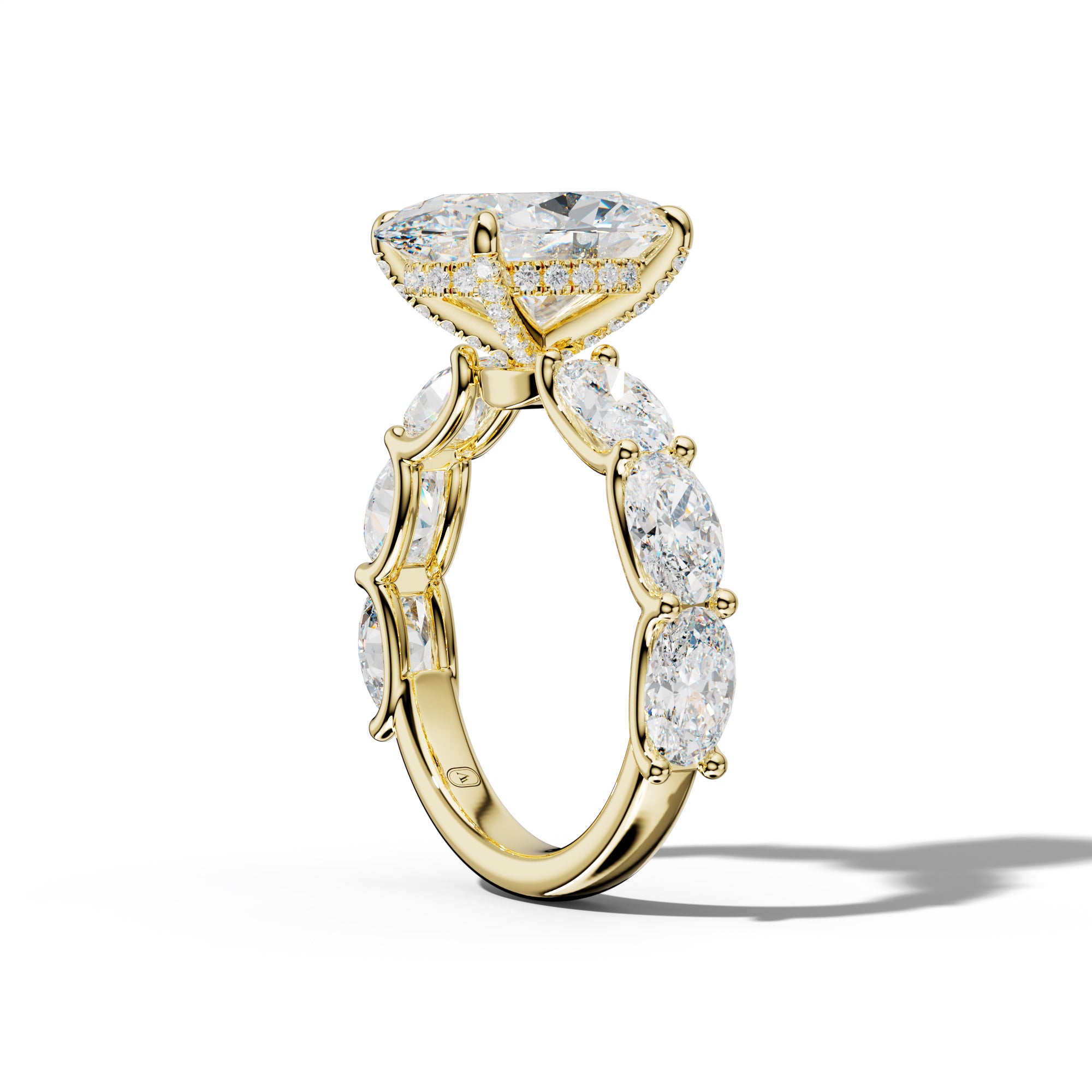Kinsley Oval Diamond Engagement Ring With East West Oval Side Stones