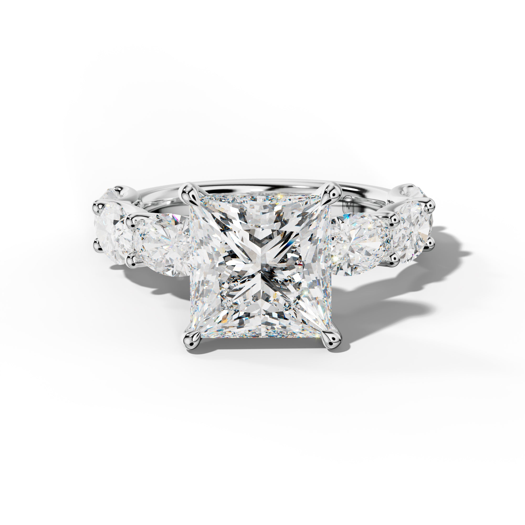 Kinsley Princess Cut Engagement Ring With East West Oval Side Stones