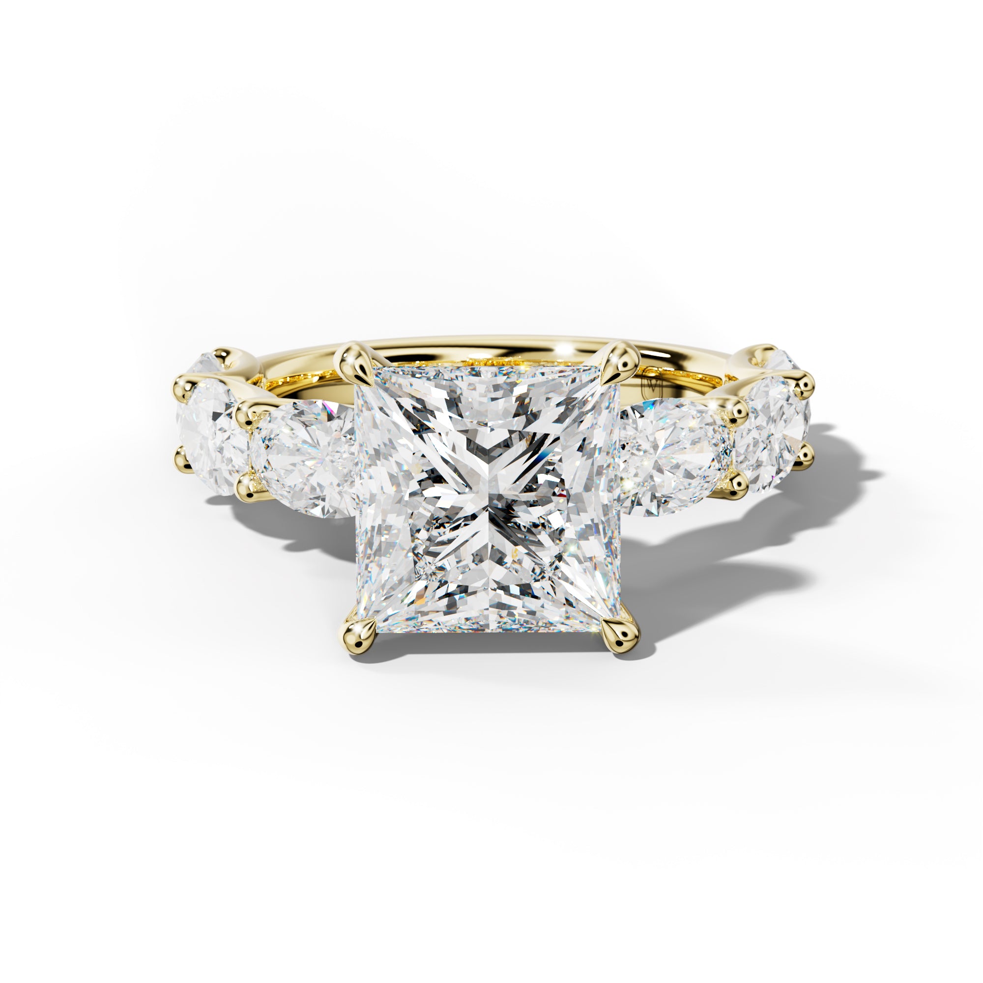 Kinsley Princess Cut Engagement Ring With East West Oval Side Stones