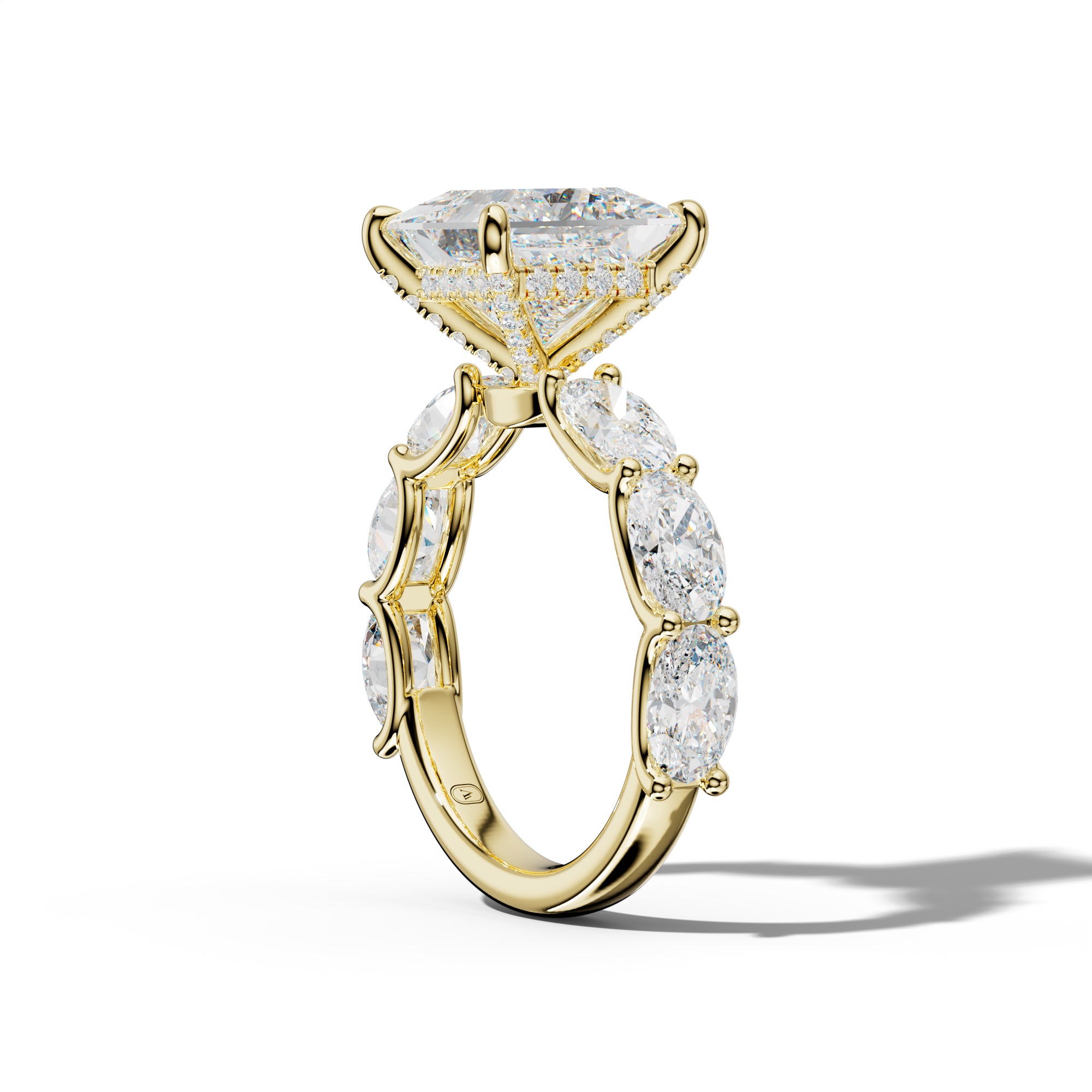 Kinsley Princess Cut Engagement Ring With East West Oval Side Stones