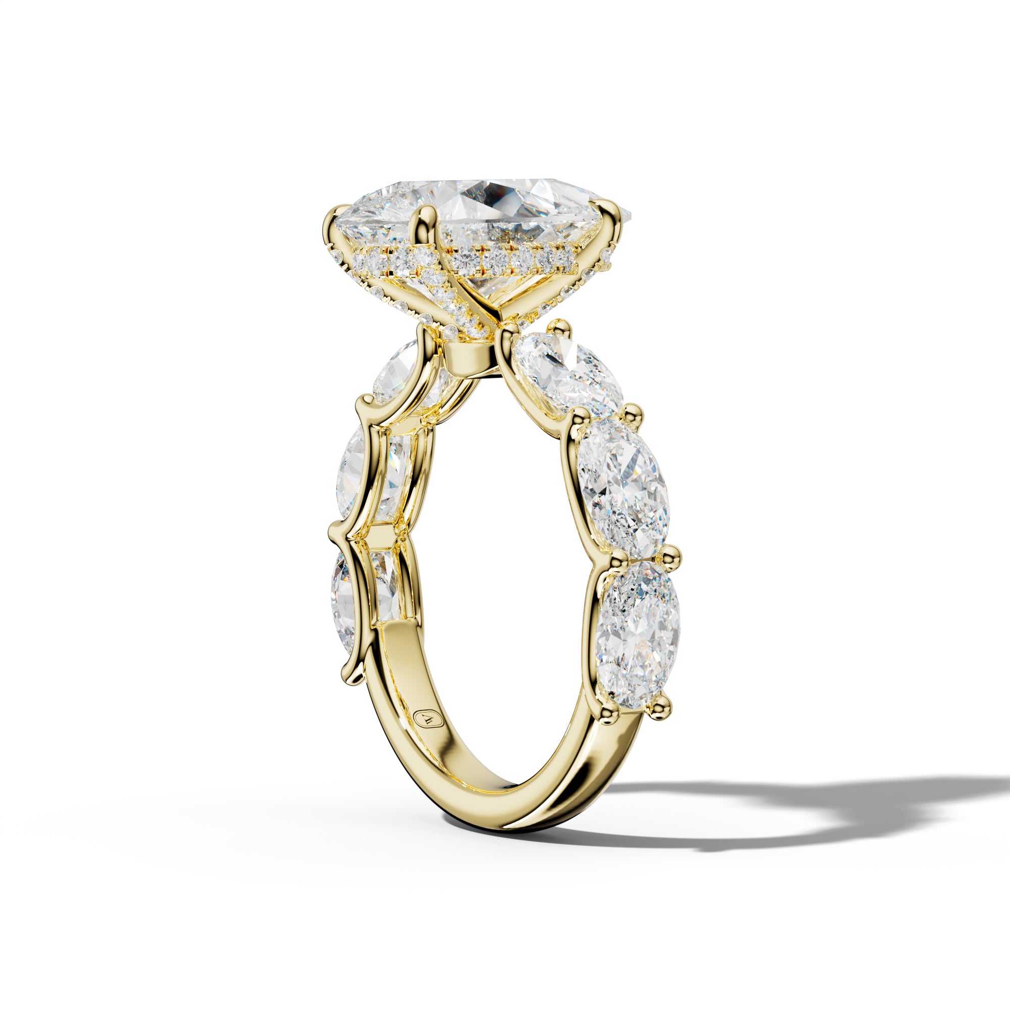 Kinsley Pear Shape Engagement Ring With East West Oval Side Stones
