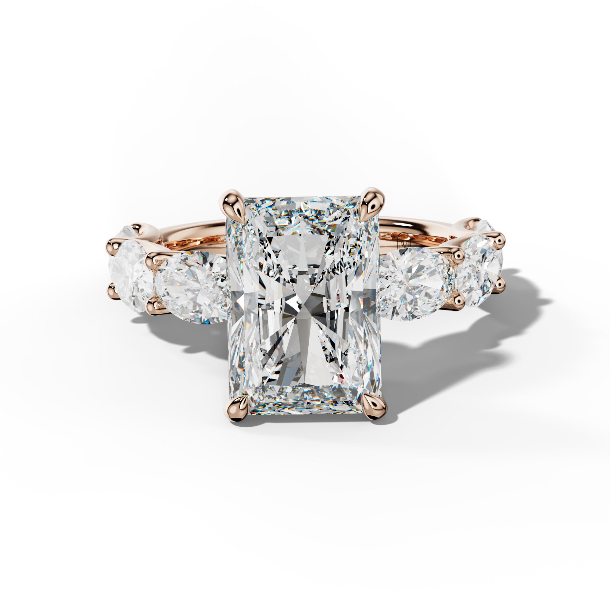 Kinsley Radiant Diamond Engagement Ring With East West Oval Side Stones
