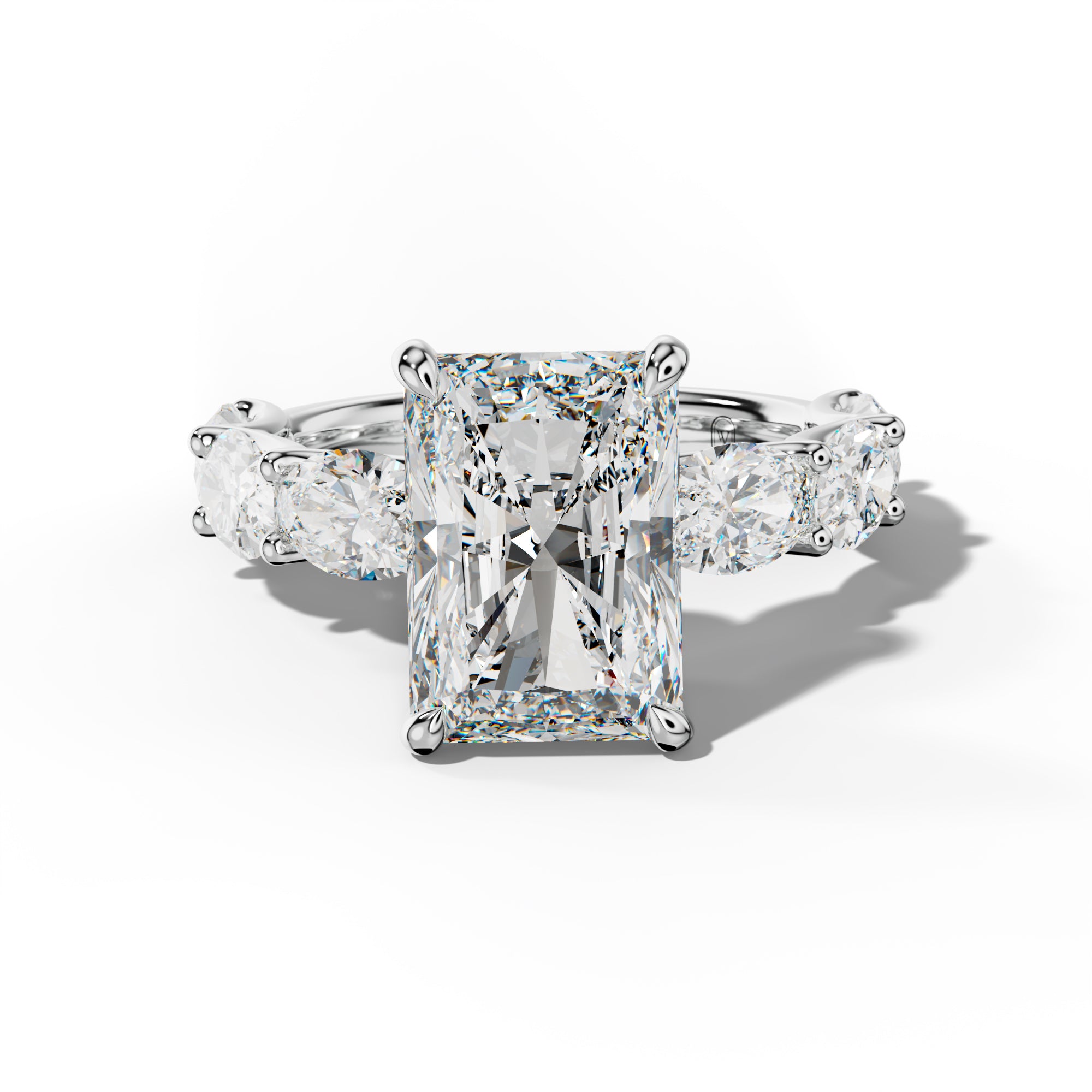 Kinsley Radiant Diamond Engagement Ring With East West Oval Side Stones