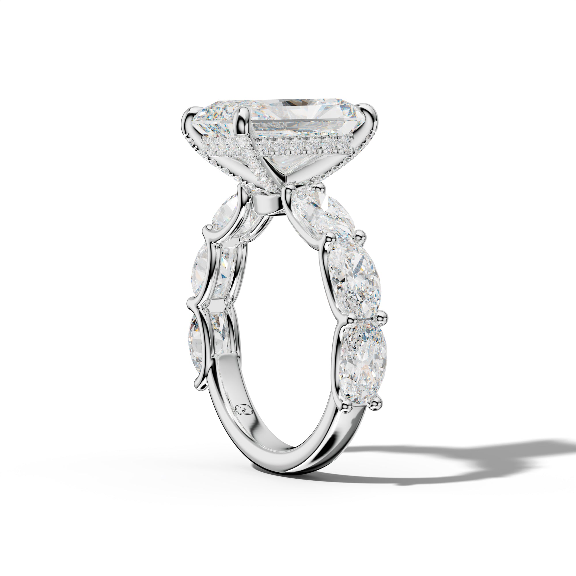 Kinsley Radiant Diamond Engagement Ring With East West Oval Side Stones