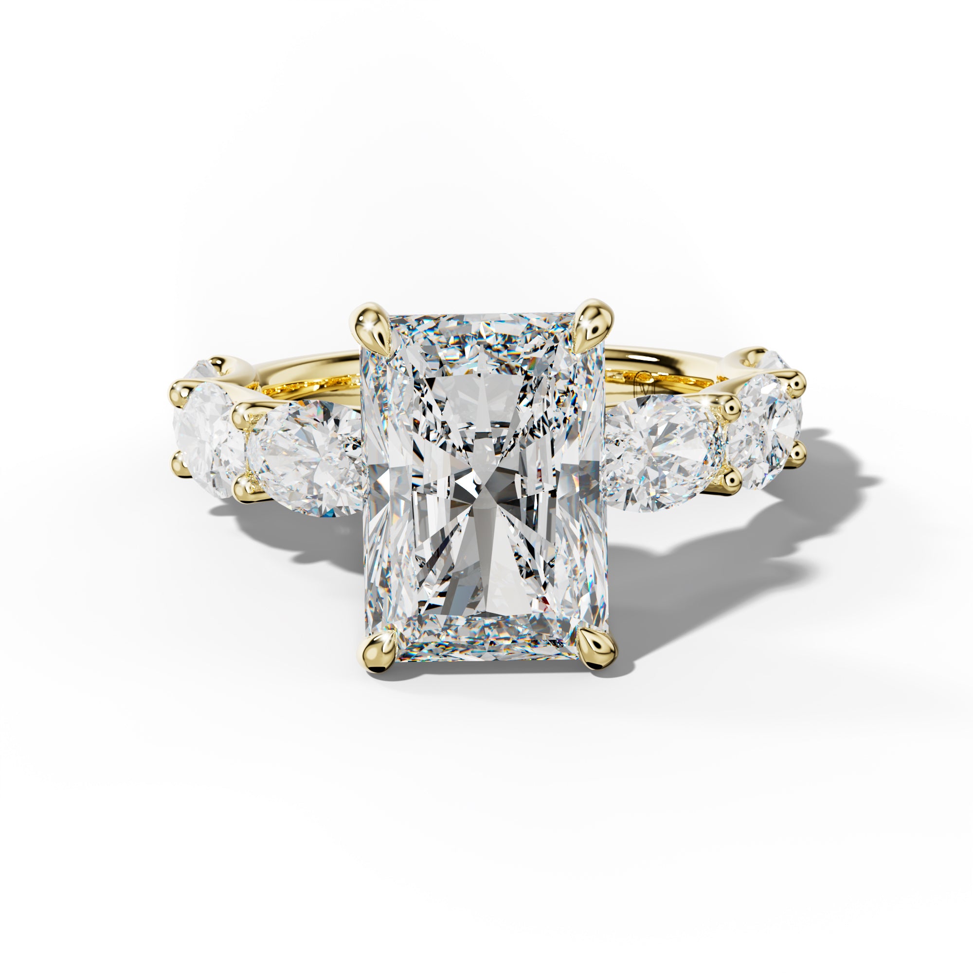 Kinsley Radiant Diamond Engagement Ring With East West Oval Side Stones