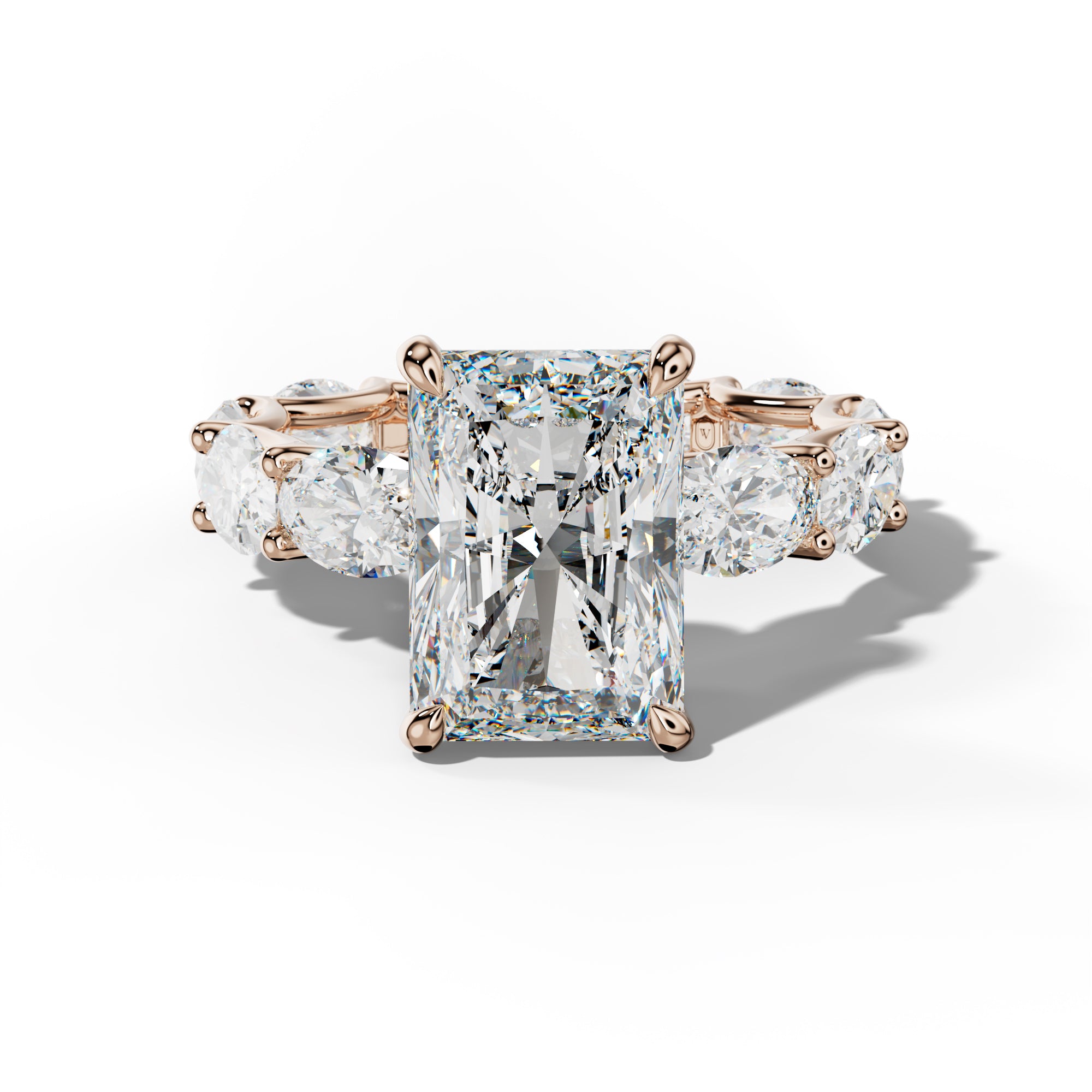 Paisley Radiant Diamond Engagement Ring With East West Oval Side Stones