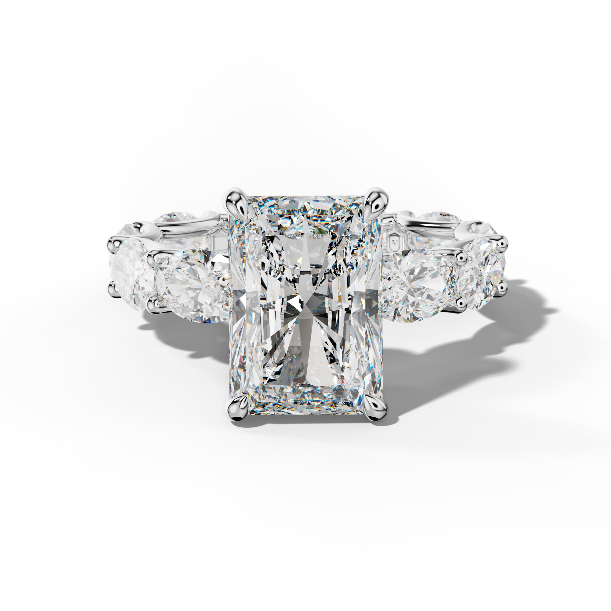 Paisley Radiant Diamond Engagement Ring With East West Oval Side Stones